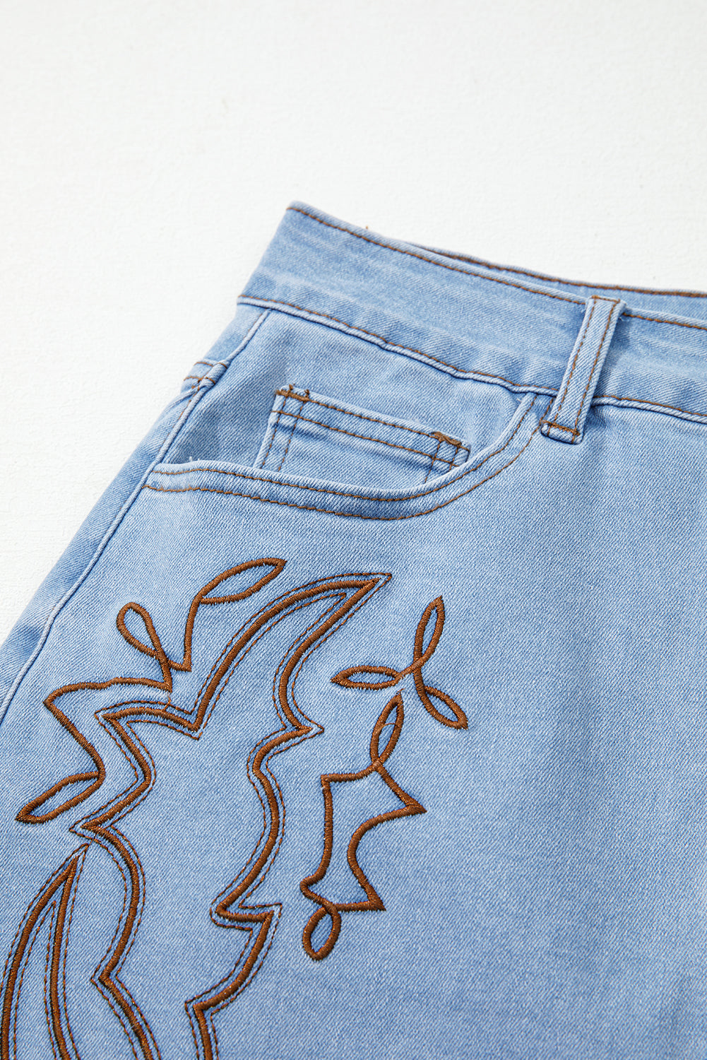 Western Embroidered Denim Mini Skirt, Womens Western Jean Skirt, Festival Cowgirl Mini Skirt,