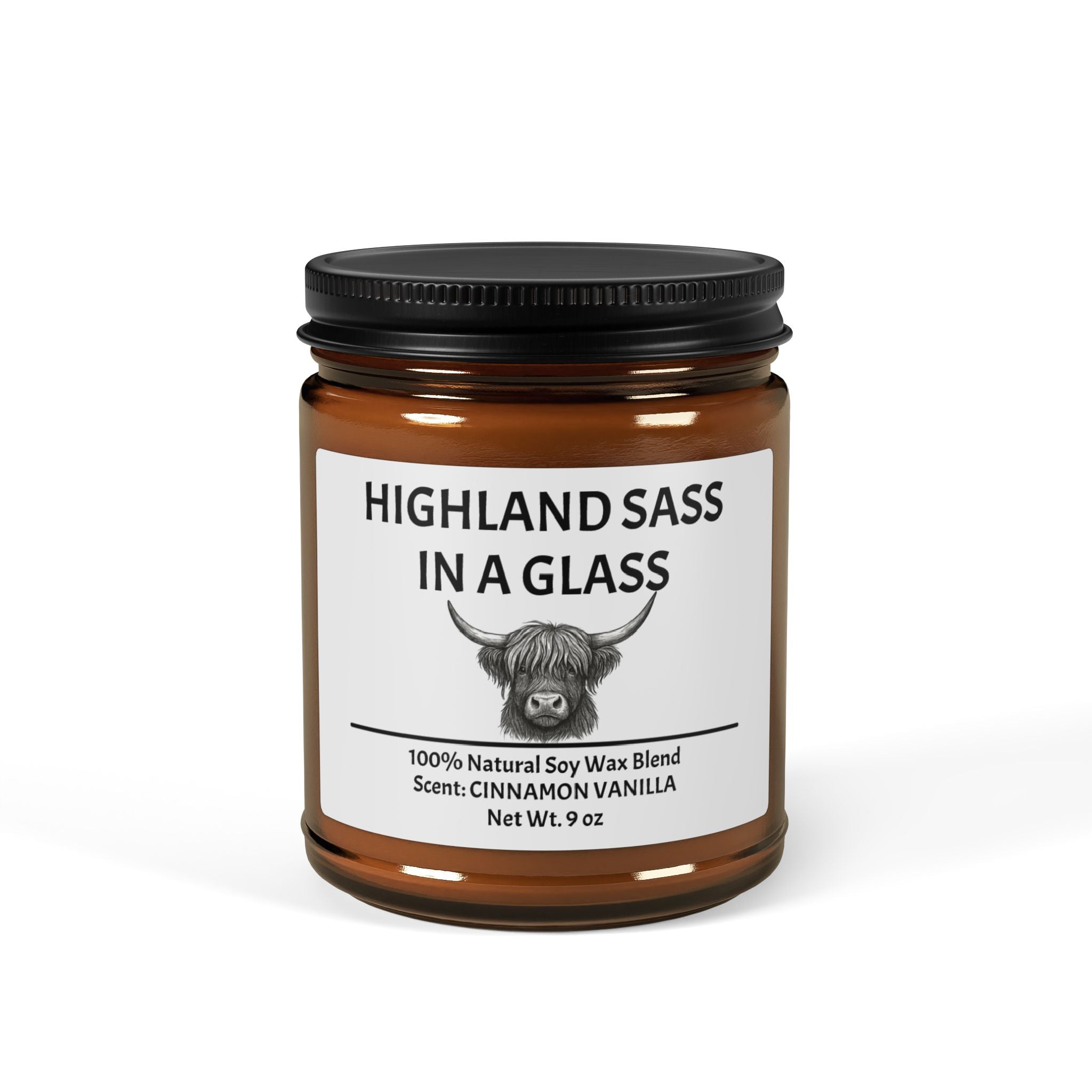 Highland Cow GIFT Candle, Cinnamon Vanilla Soy Candle, Cow Lover Gift, Farmhouse Deco,  Rustic Barn Candle, Cowgirl Candle