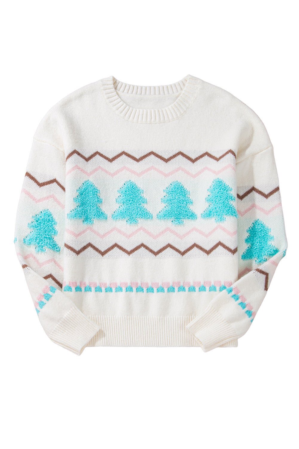 Fuzzy Tree Winter Sweater: Women's Holiday Pullover