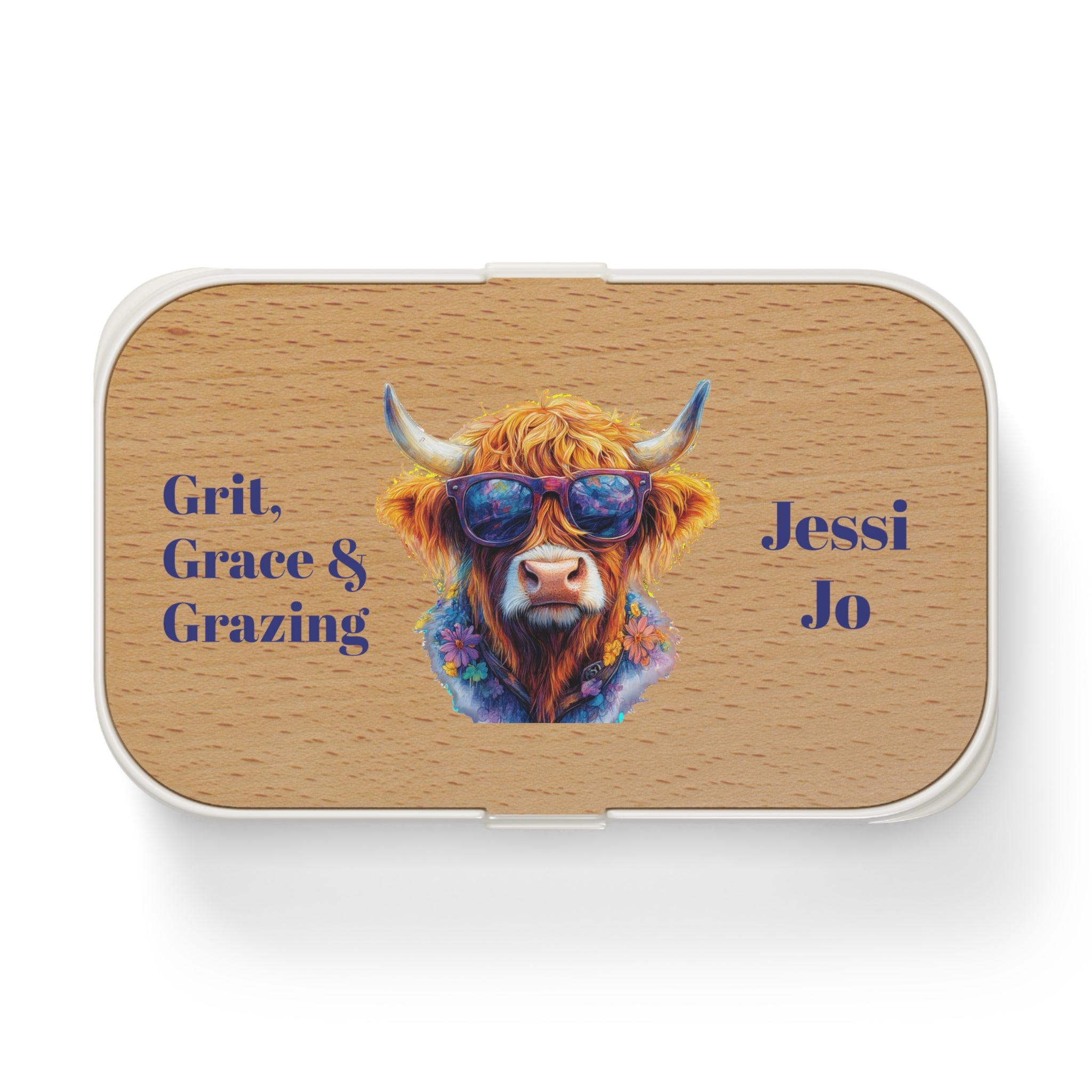 Personalized Highland Cow Bento Lunch Box, Custom Name Lunch Container, Eco-Friendly Meal Prep for School, Work & Picnics