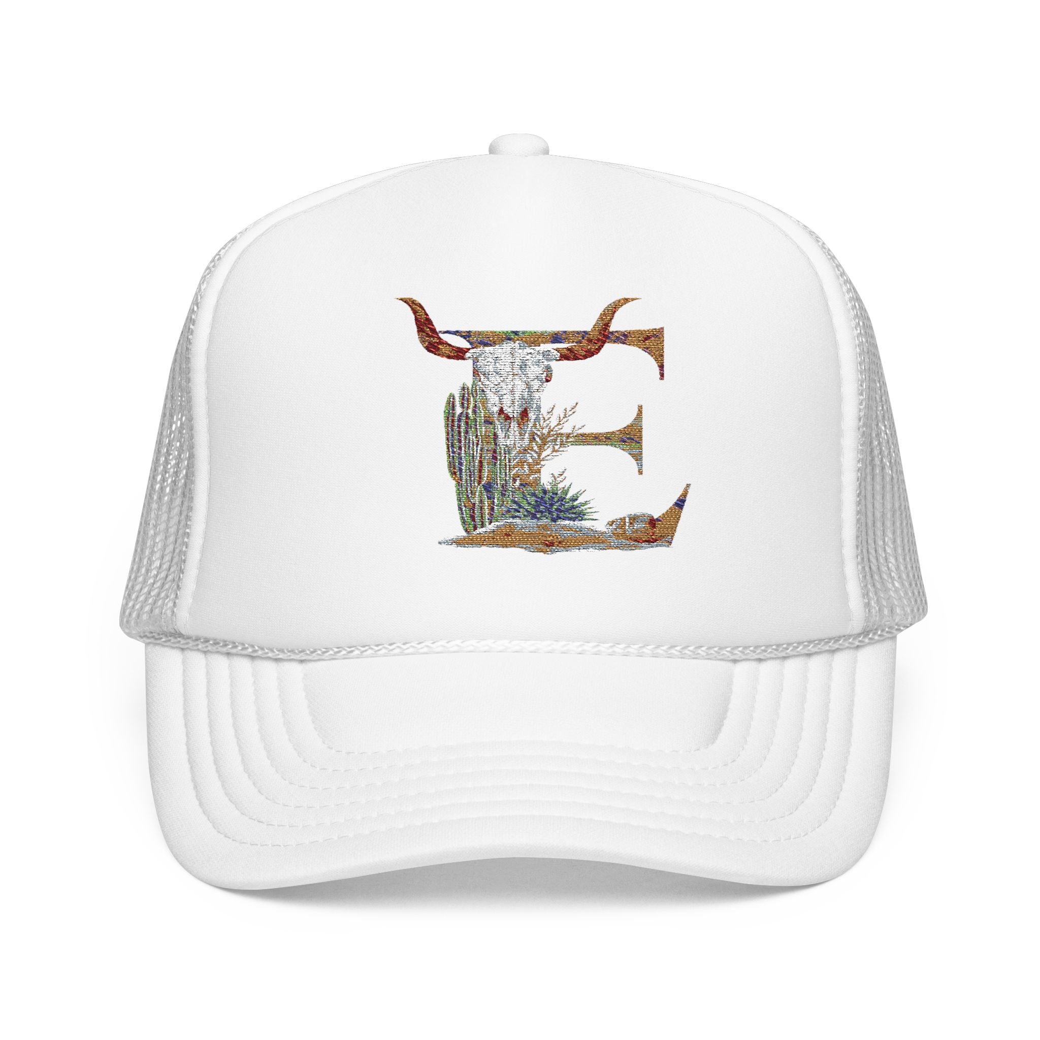 Custom Western Trucker Hat | Embroidered Foam Cap with Initial, Cowboy Cowgirl Style Gift