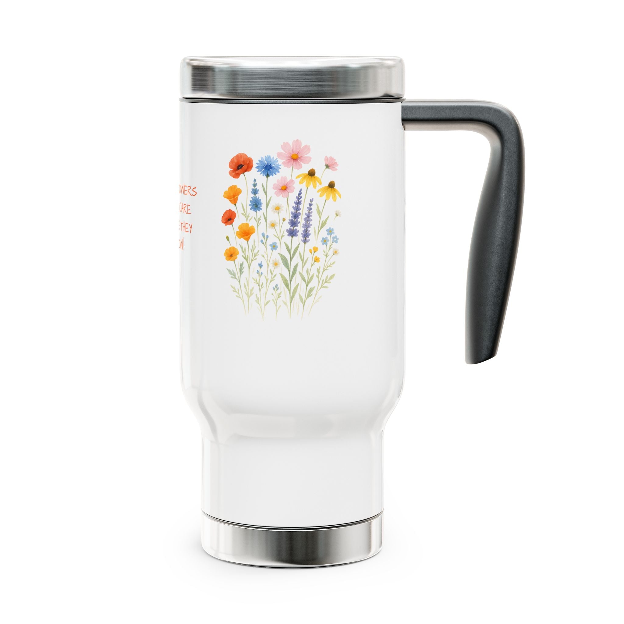 CUSTOM NAME Wildflower Travel Mug, Floral Stainless Steel Coffee Cup