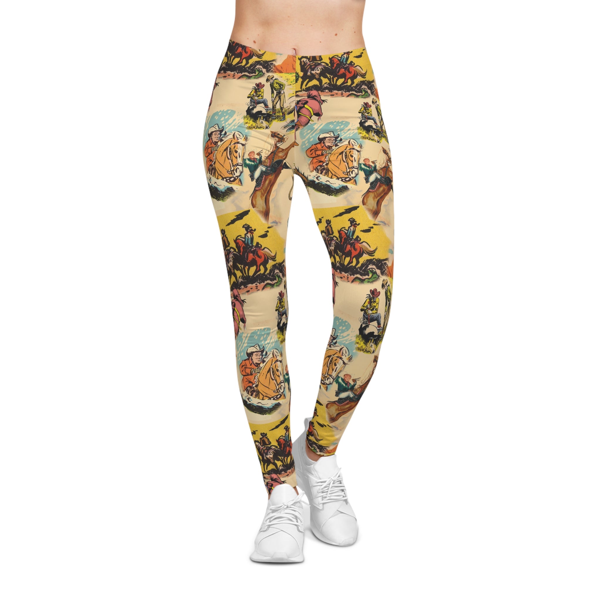 Vintage Cowboy Leggings, Womens Western Leggings, Rodeo Leggings, Cowboy Print Yoga Pants, Cowgirl Workout Leggings
