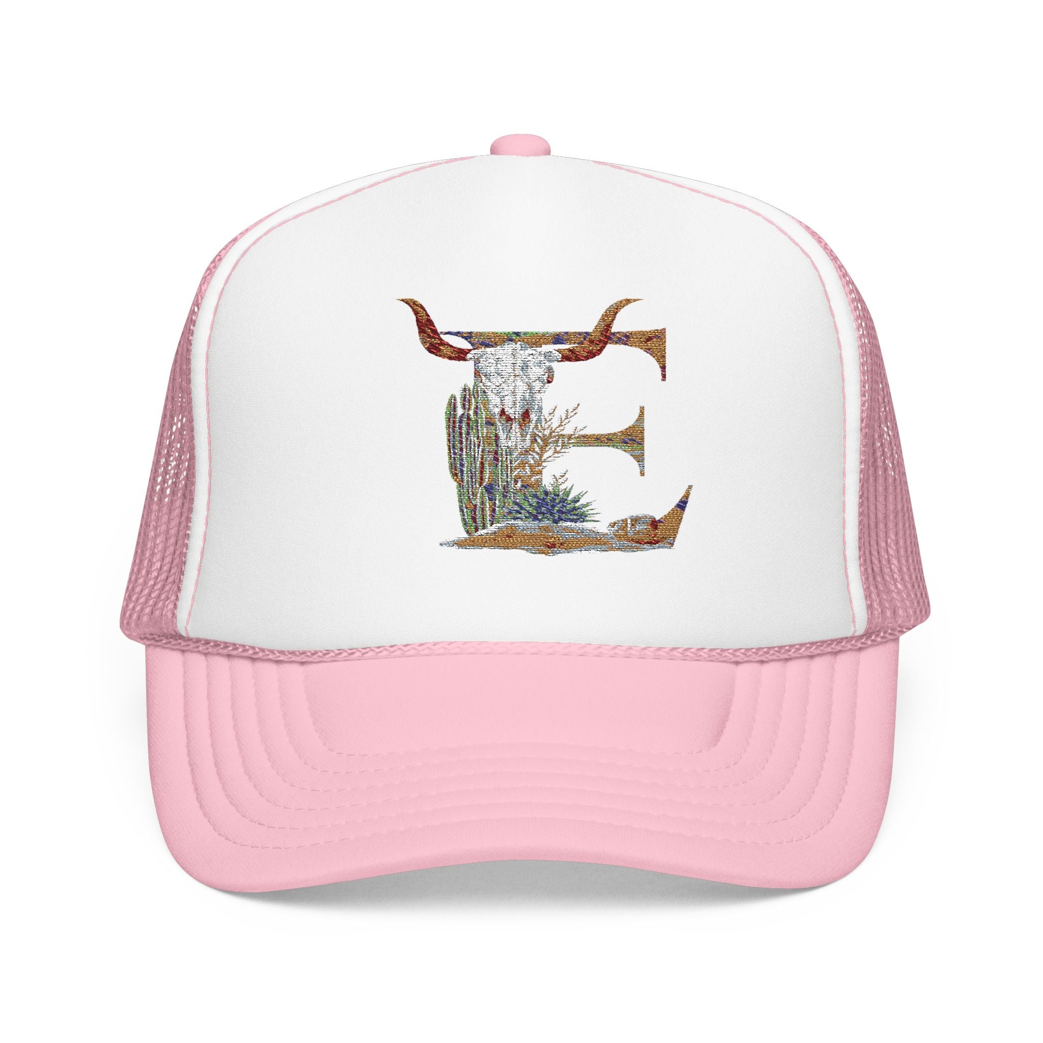 Custom Western Trucker Hat | Embroidered Foam Cap with Initial, Cowboy Cowgirl Style Gift