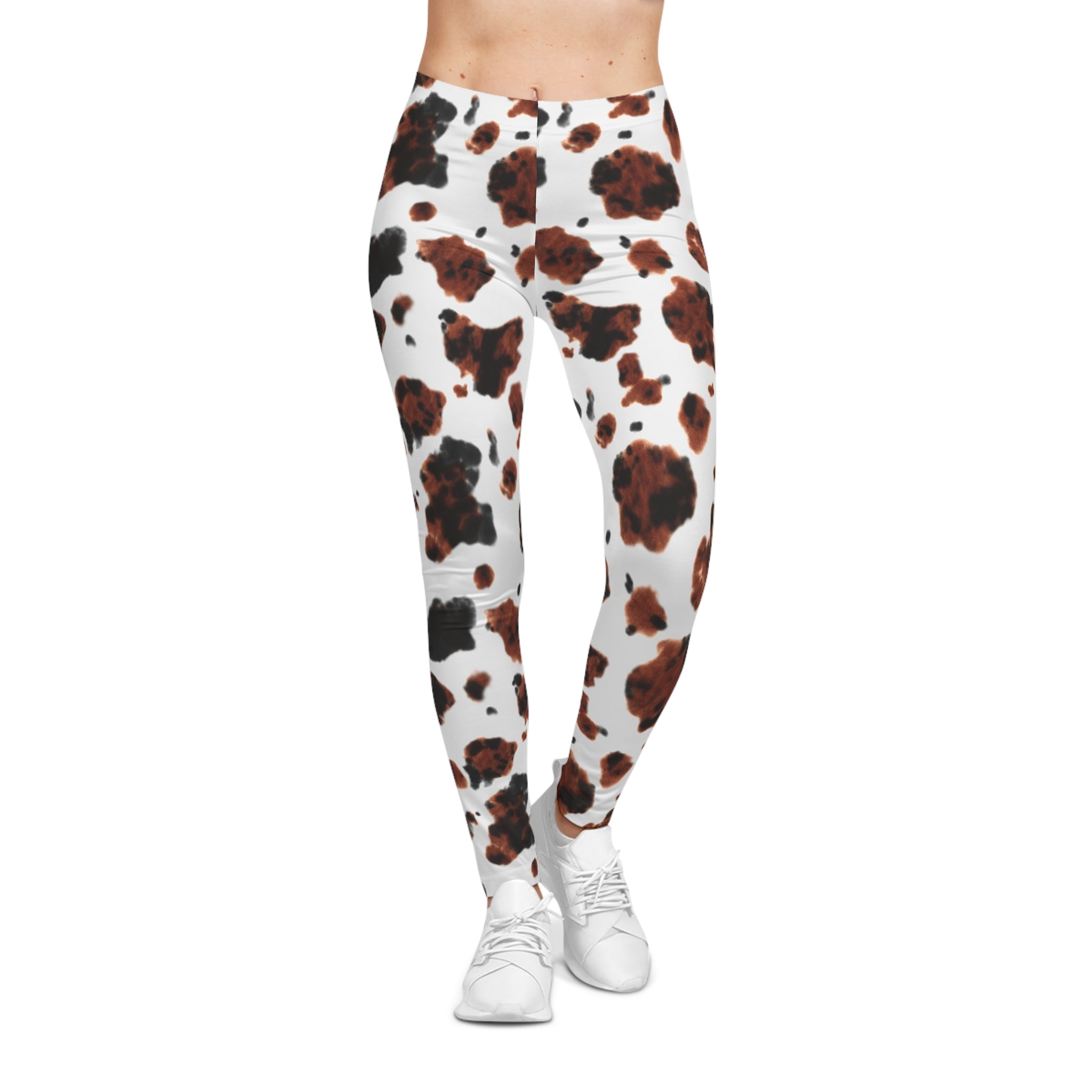 Brown Brindle Cow Print Leggings, Womens Western Leggings, Cow Print Yoga Pants, Boutique Cowhide Leggings, Western Outfit
