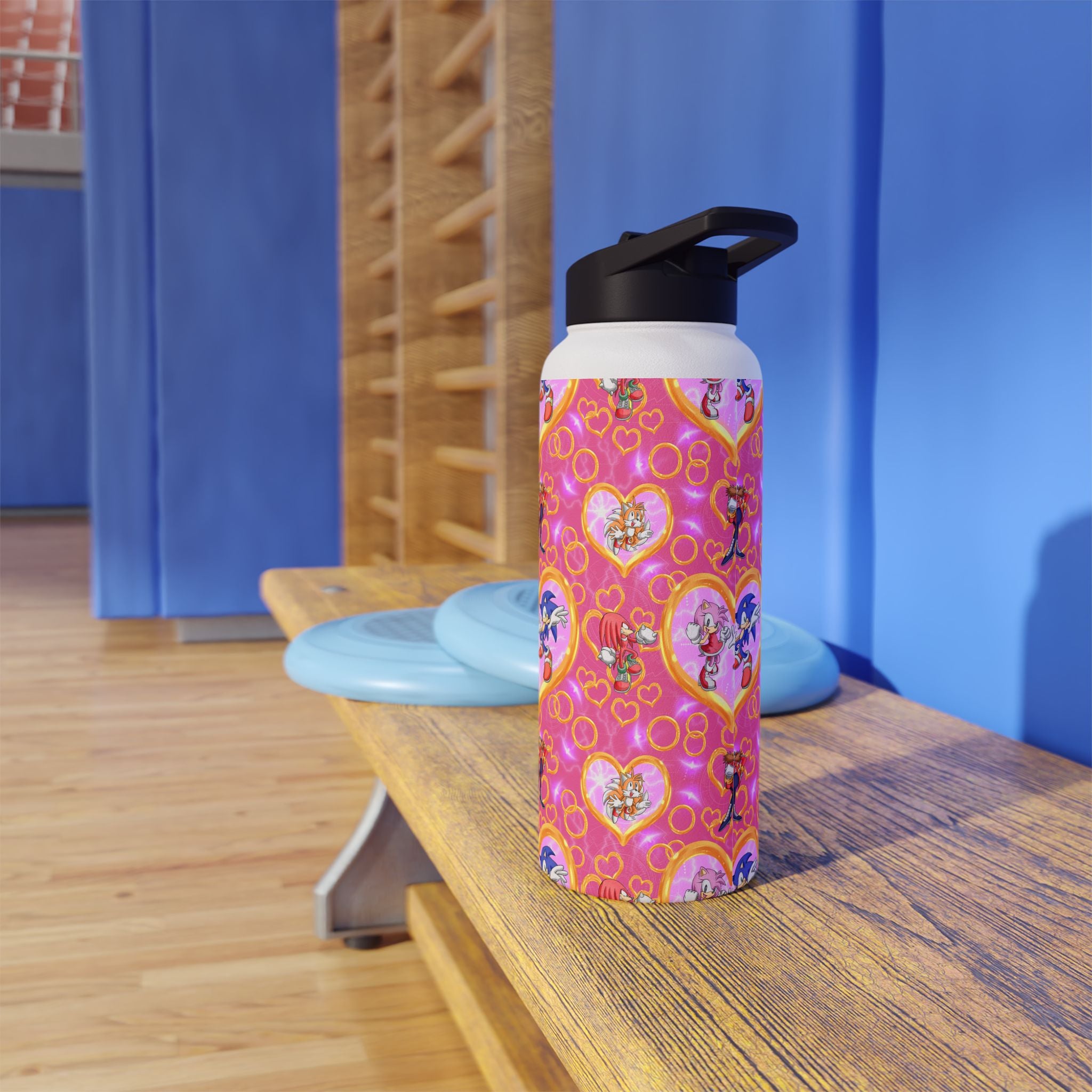 Pink Sonic Personalized Stainless Steel Water Bottle, Kids Drink Bottle, Back to School Shopping, Customizable, Standard Lid