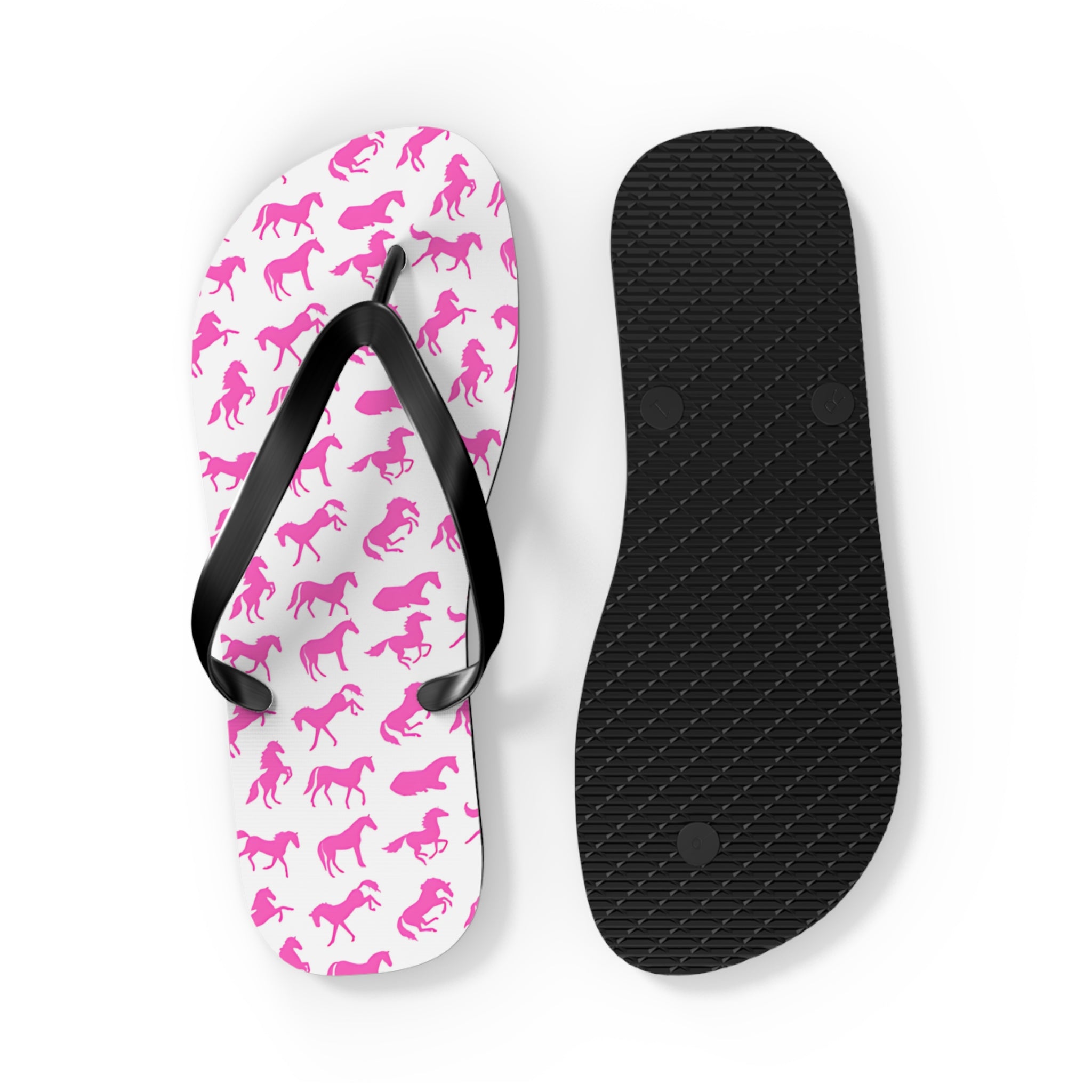 PINK PONY CLUB Flip-Flops, Pink Horse Western Sandals | Cowgirl Bachelorette Party Shoes | Rodeo Pool Slides | Horse Shoes