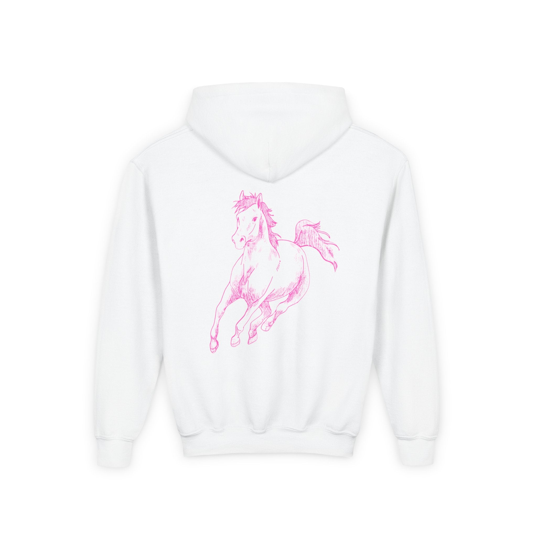 Custom Girls Horse Hoodie, Personalized Youth Sweatshirt, Pink Horse Gift, Equestrian Kids Pullover, Cowgirl Hoodie, Name Added