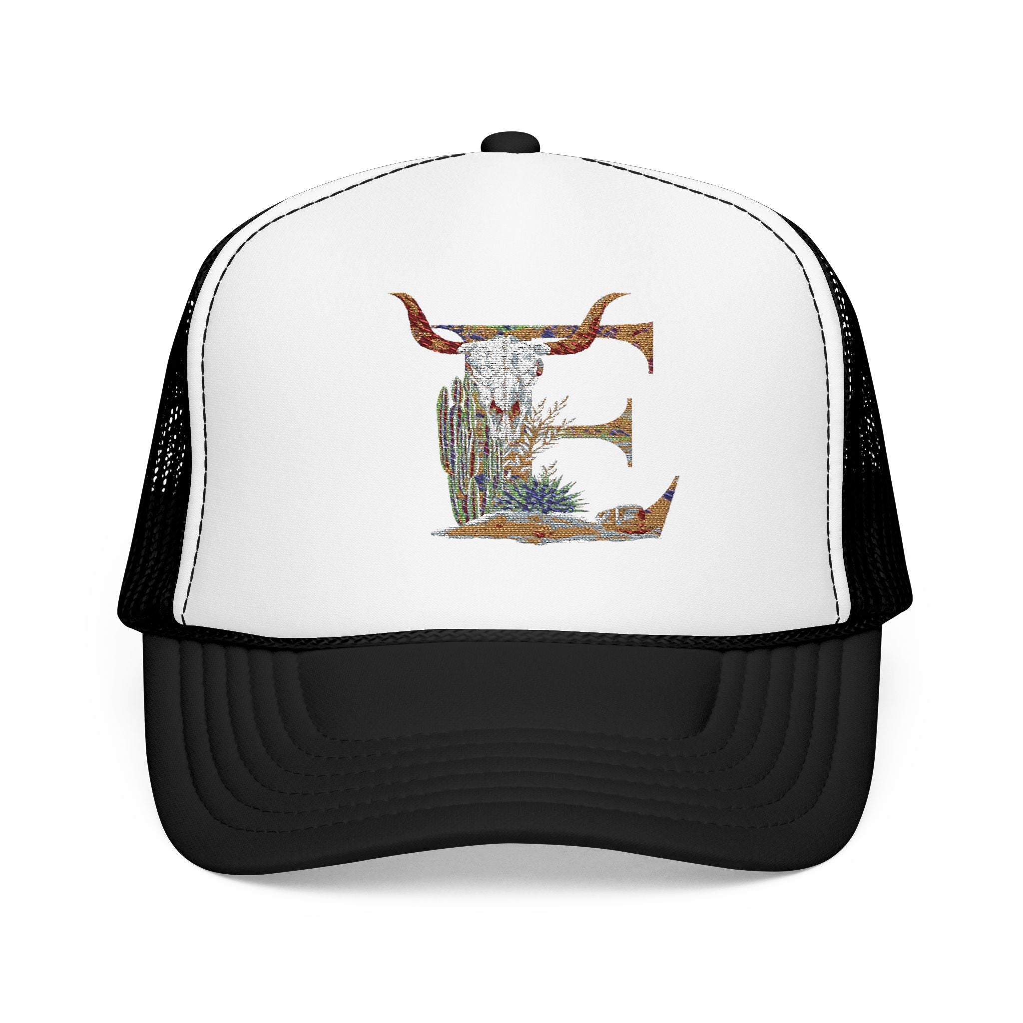Custom Western Trucker Hat | Embroidered Foam Cap with Initial, Cowboy Cowgirl Style Gift