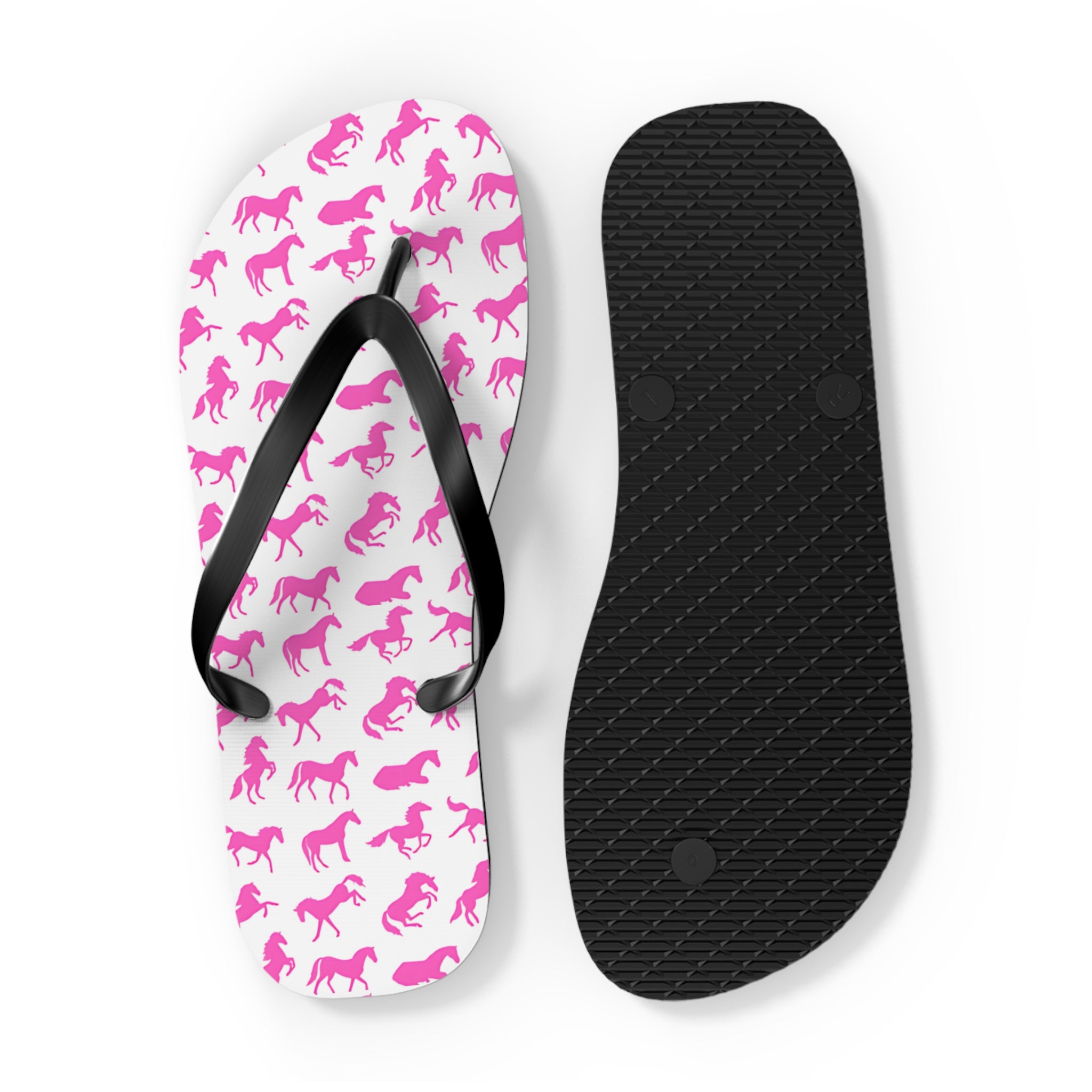 PINK PONY CLUB Flip-Flops, Pink Horse Western Sandals | Cowgirl Bachelorette Party Shoes | Rodeo Pool Slides | Horse Shoes