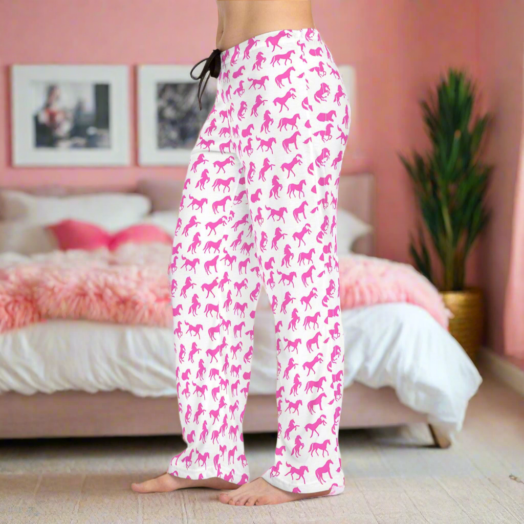 Pink Pony Club Pajama Pants, Hot Pink Horse Cowgirl Pajamas, Western Print Party Pants, Pink Pony Sleepwear, BACHELORETTE Party