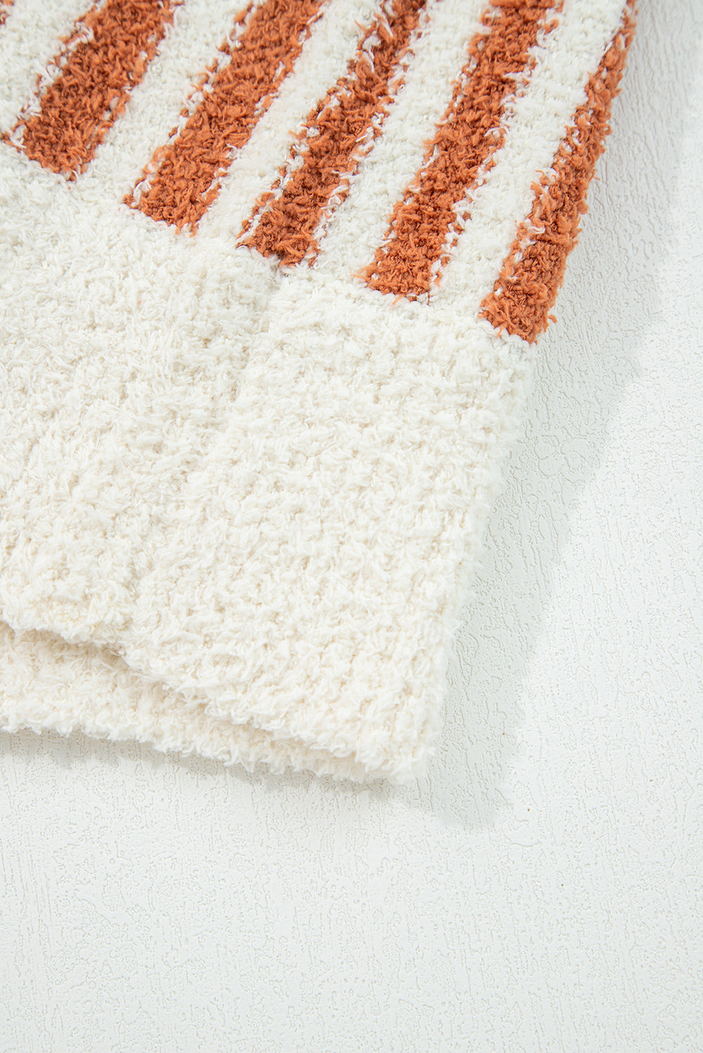 Orange Stripe Cowl Neck Sweater – Cozy Drop Shoulder Knit Pullover, Fall & Winter Women’s Striped Sweater Top