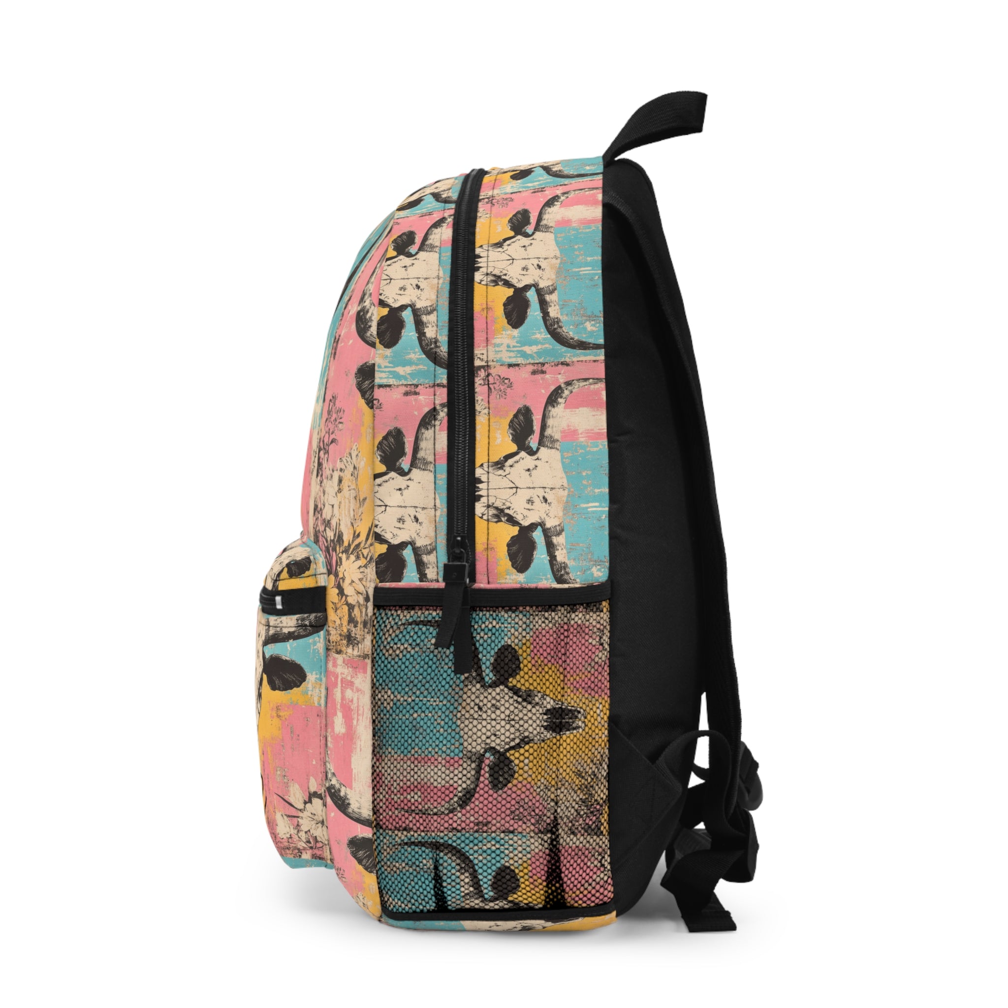 Personalized Cow Skull Backpack, Western School Bag, Custom Name Cowgirl Backpack