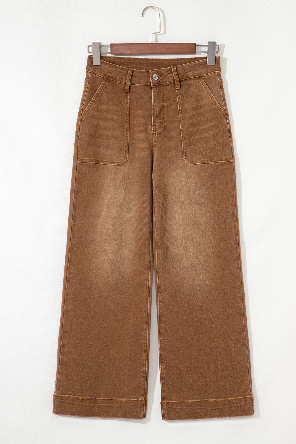 Brown Fall Cropped High Rise Wide Leg Jeans