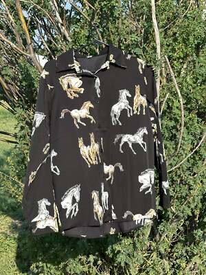 Wild Horse Print Button-Up Shirt: Western Cowgirl Style