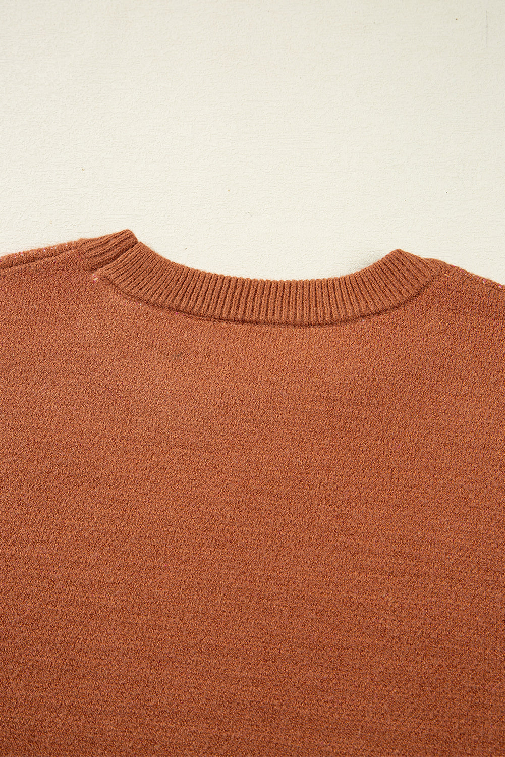 Women’s Fall Floral Sweater | Brown &amp; Pink Short Puff Sleeve Knit Top