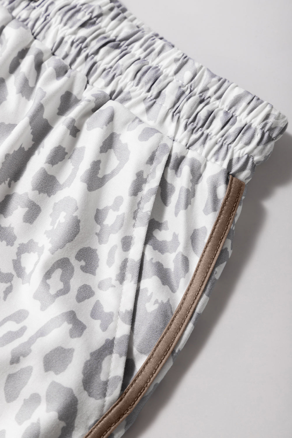 Leopard Print Lounge Shorts for Women | Lace-Up Waist & Contrast Trim