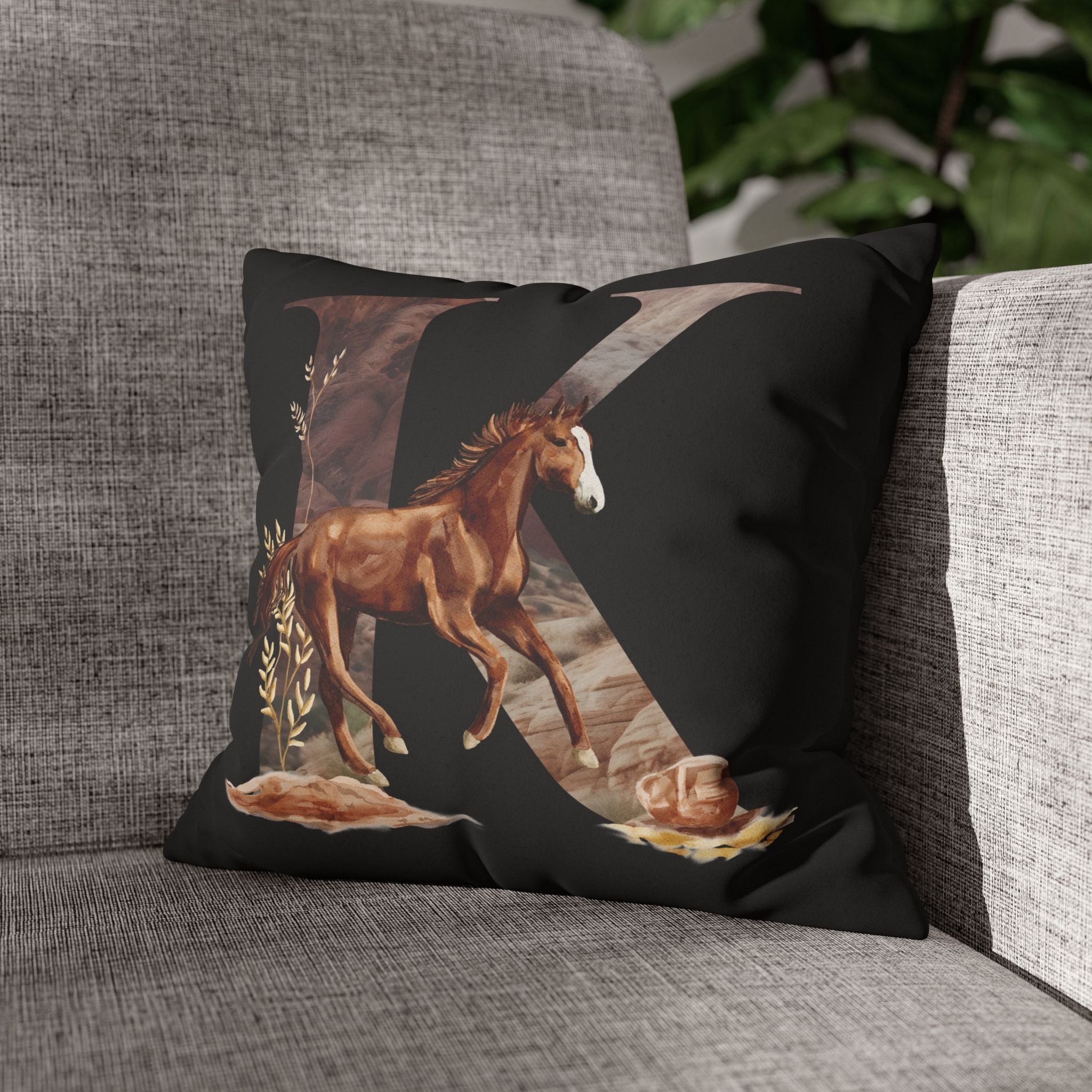 Western Initial Pillow Cover , Personalized Rustic Decor, Cowgirl Gift, Custom Throw Pillow for Home or Wedding