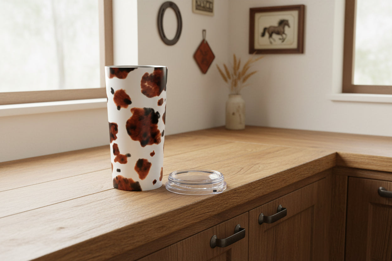 PERSONALIZED NAME Brindle Cow Print Tumbler, 20oz Stainless Steel Travel Mug