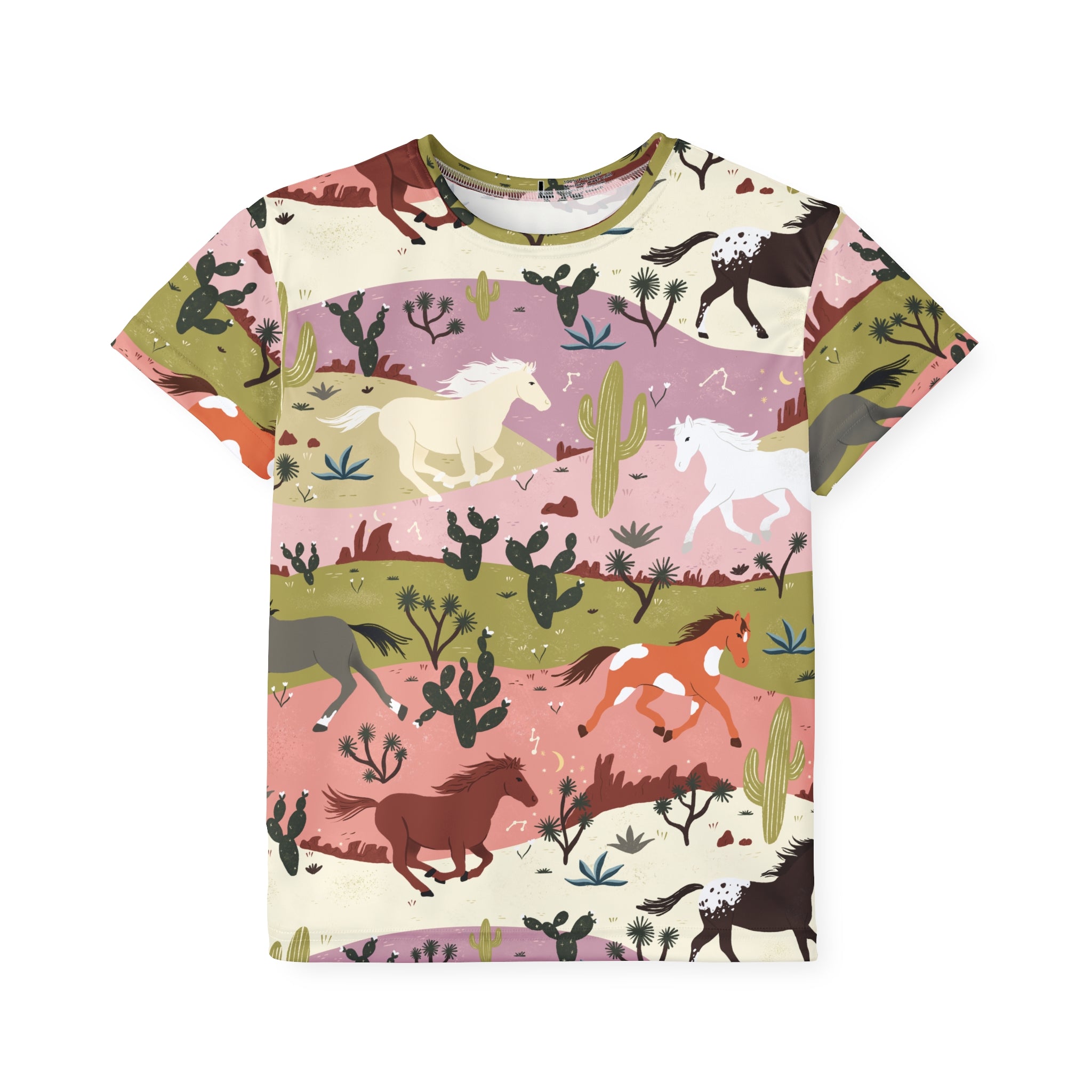 Kids Horse-Themed Sports Jersey,  Allover Nature Print, Fun Equestrian Shirt, Gift for Horse-Loving Kids