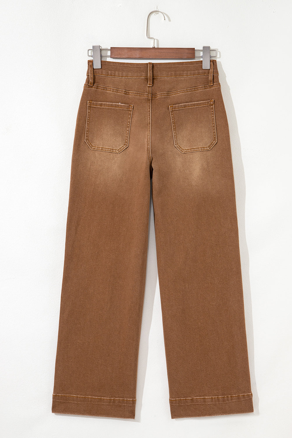 Brown Fall Cropped High Rise Wide Leg Jeans