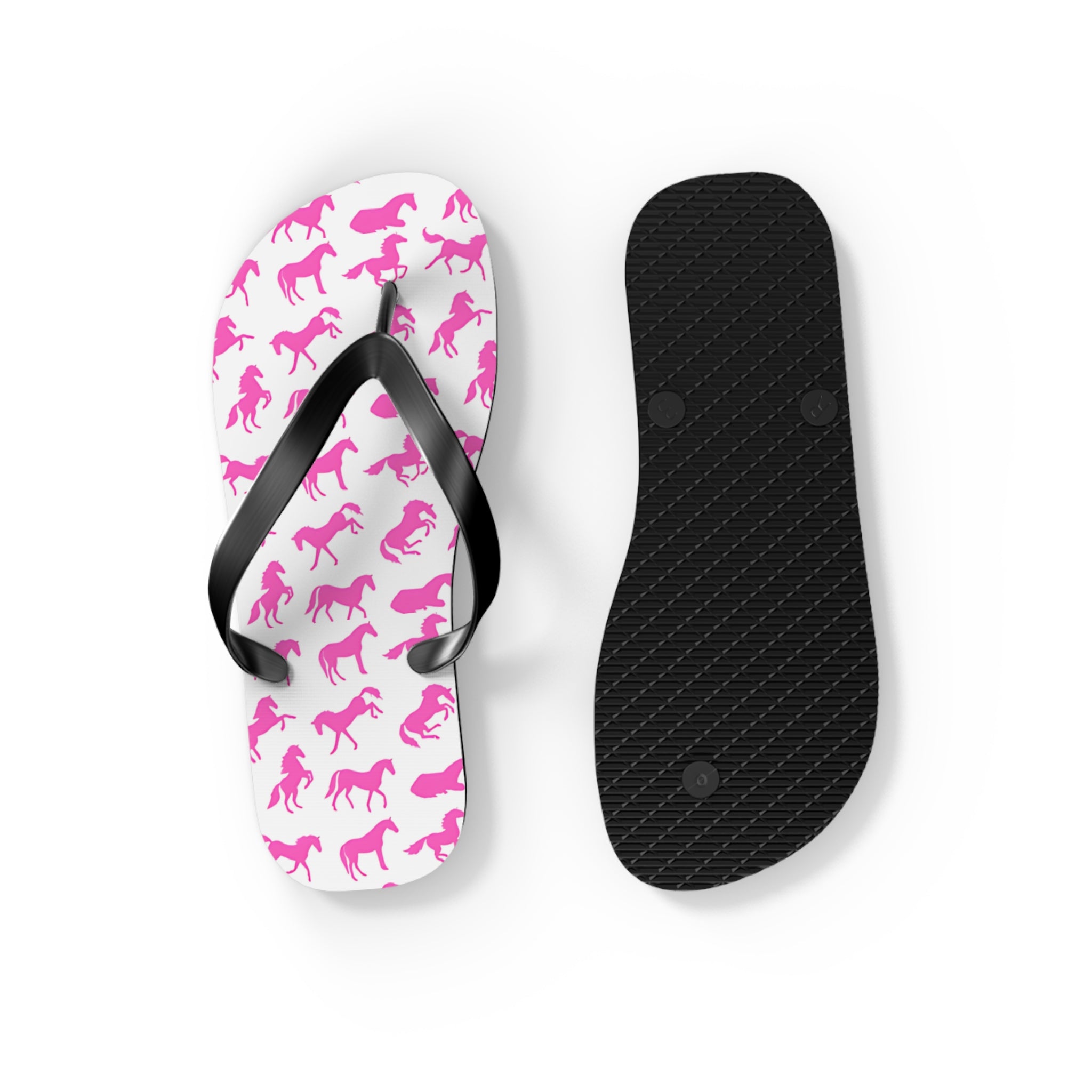 PINK PONY CLUB Flip-Flops, Pink Horse Western Sandals | Cowgirl Bachelorette Party Shoes | Rodeo Pool Slides | Horse Shoes