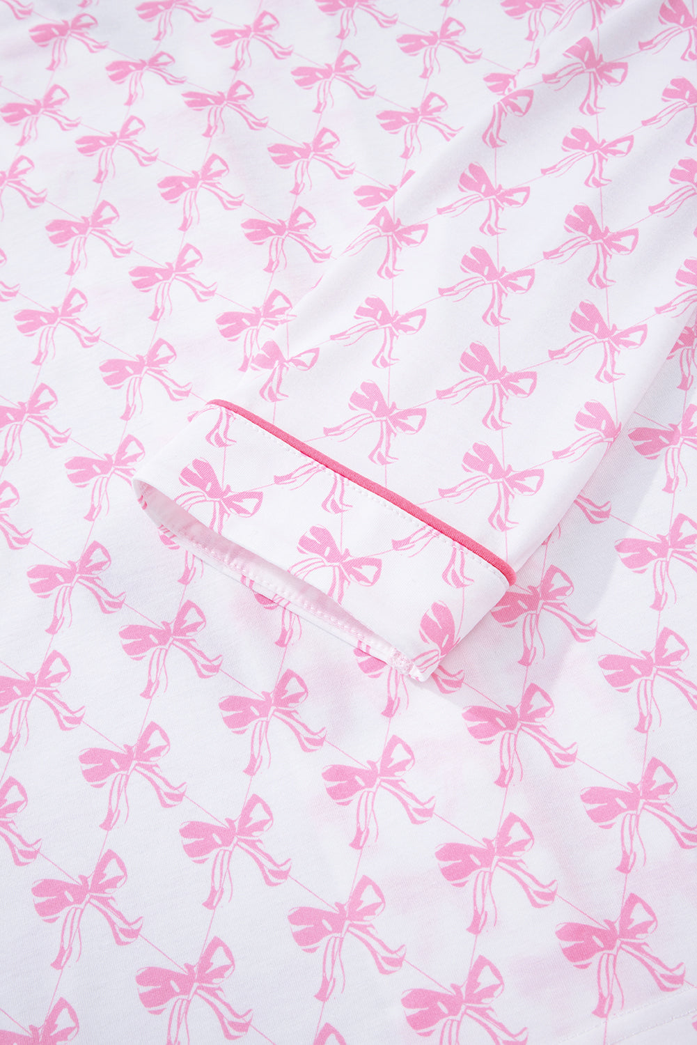 Pink Bow Pajama Set – Women’s Long Sleeve Shirt & Pants Sleepwear, Cute Bow Print Loungewear for Cozy Nights