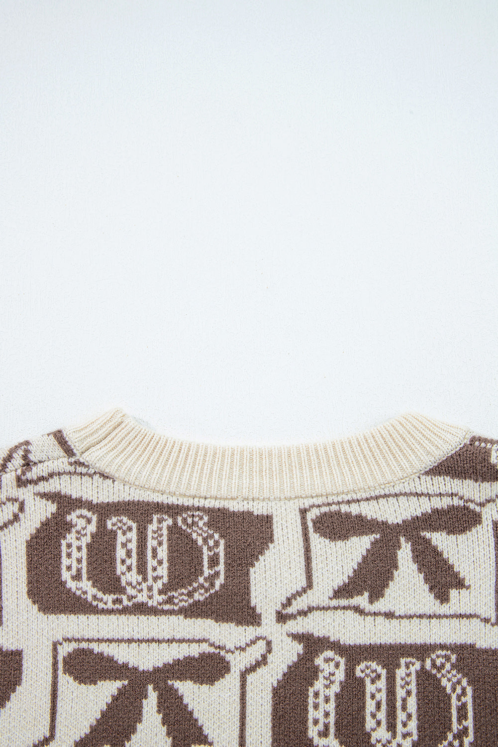 Brown Bows & Horseshoes Western Print Sweater | Cozy Cowgirl Knit Pullover