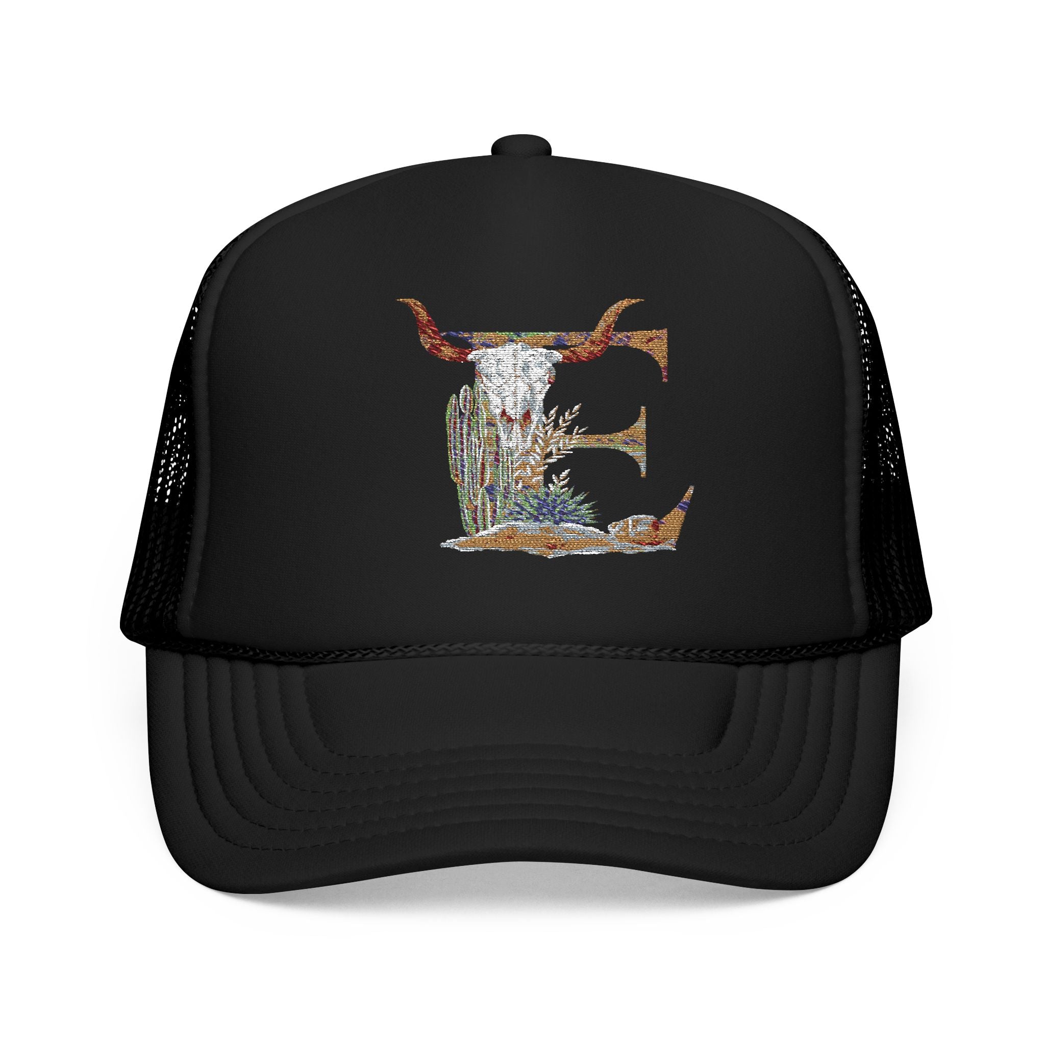 Custom Western Trucker Hat | Embroidered Foam Cap with Initial, Cowboy Cowgirl Style Gift