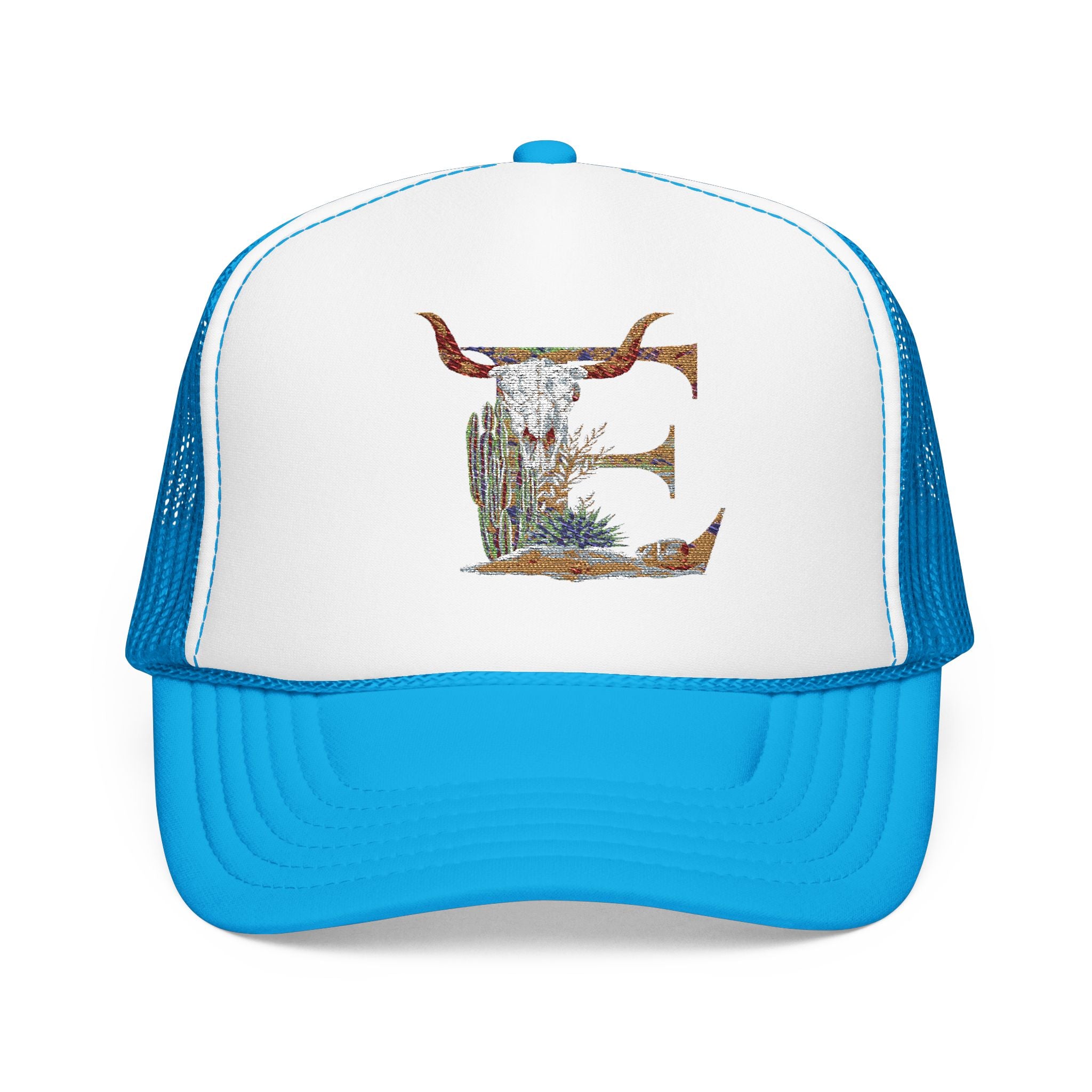 Custom Western Trucker Hat | Embroidered Foam Cap with Initial, Cowboy Cowgirl Style Gift