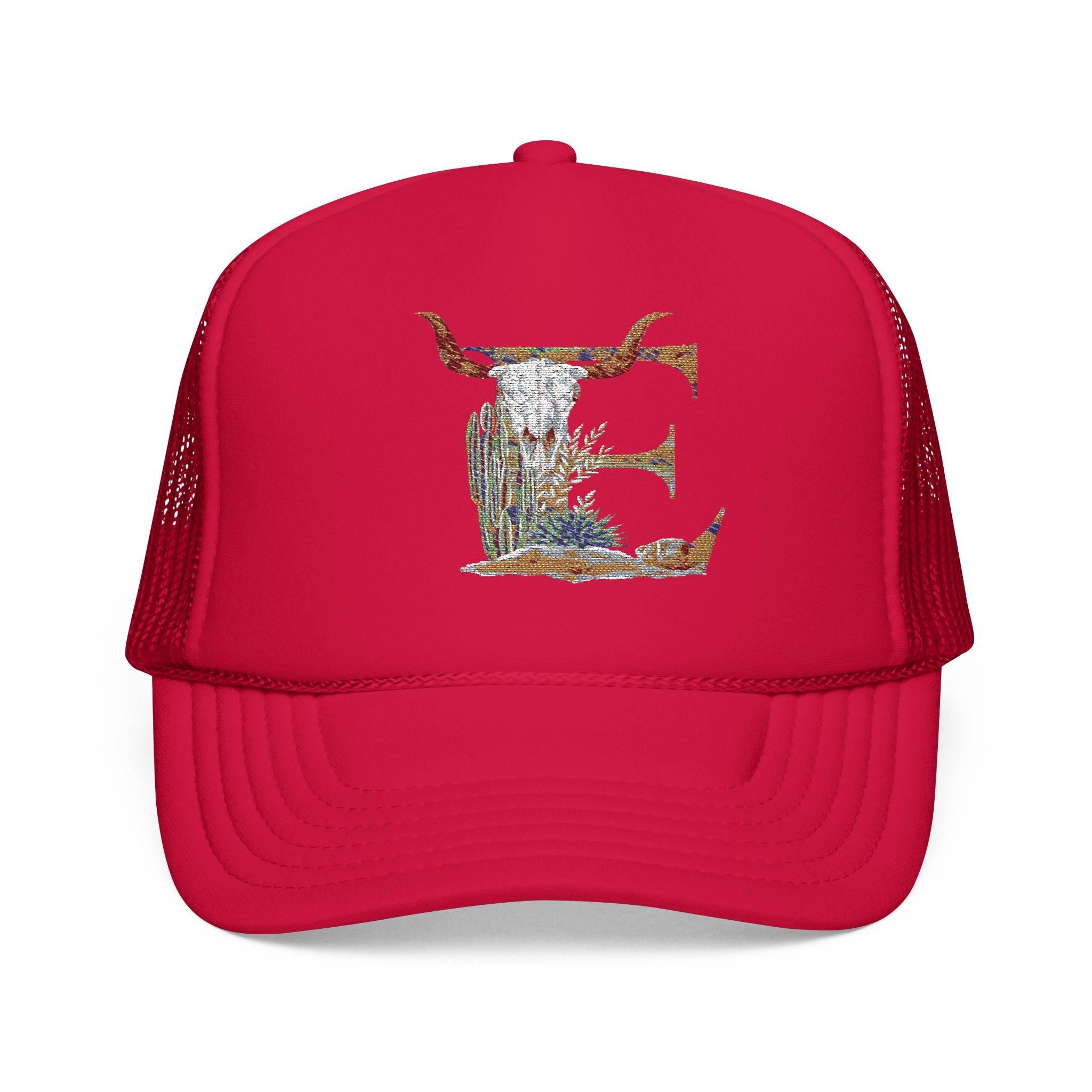 Custom Western Trucker Hat | Embroidered Foam Cap with Initial, Cowboy Cowgirl Style Gift