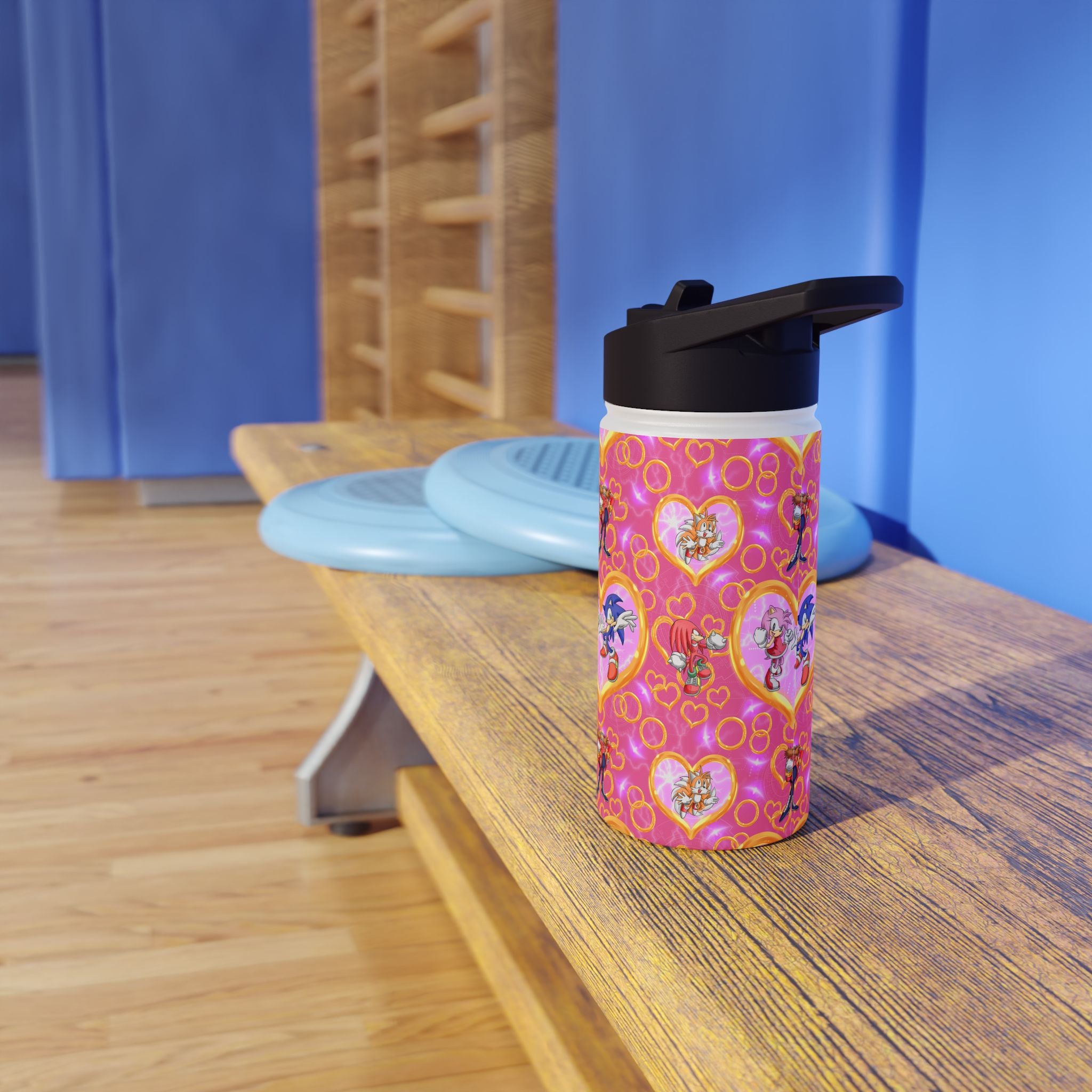 Pink Sonic Personalized Stainless Steel Water Bottle, Kids Drink Bottle, Back to School Shopping, Customizable, Standard Lid