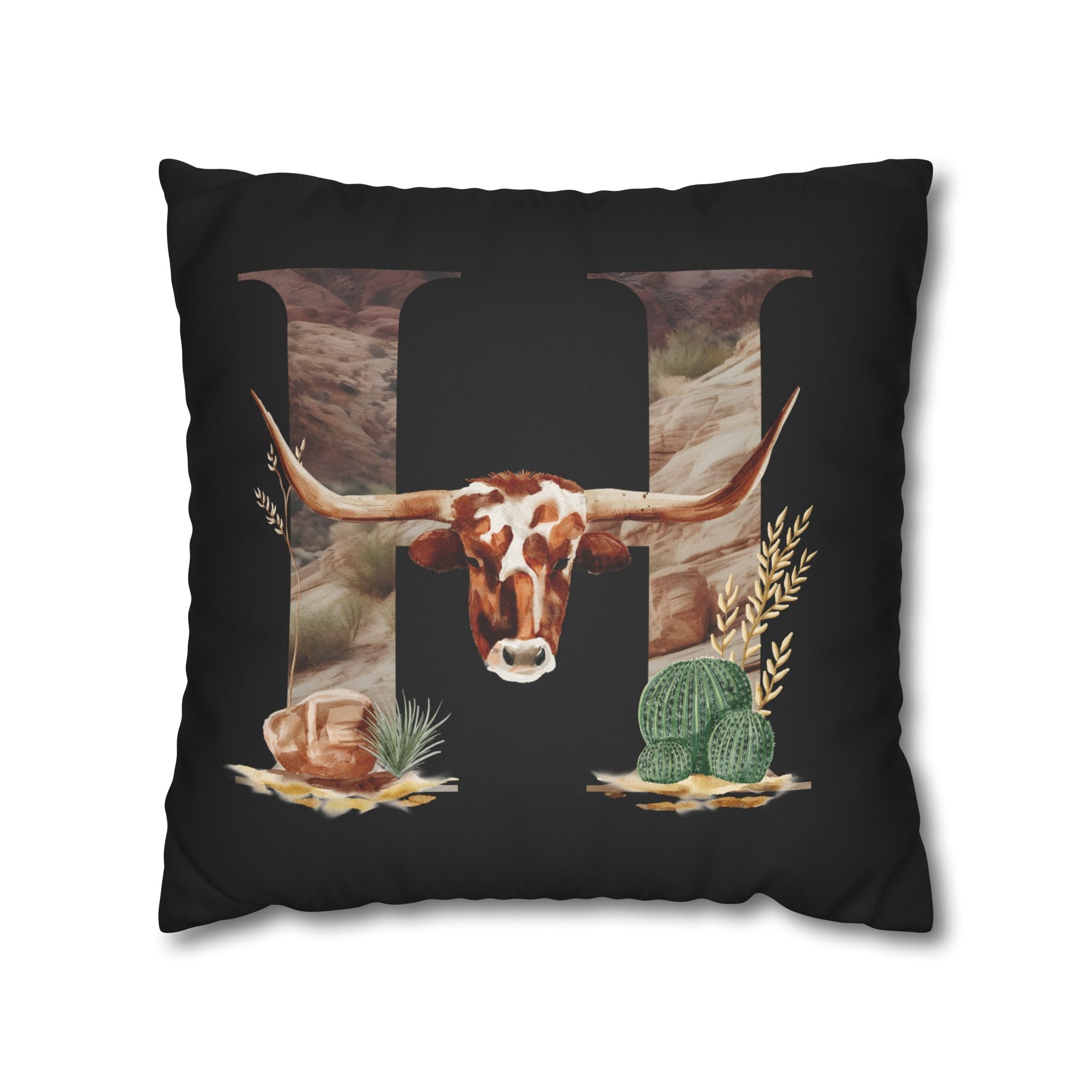 Western Initial Pillow Cover , Personalized Rustic Decor, Cowgirl Gift, Custom Throw Pillow for Home or Wedding