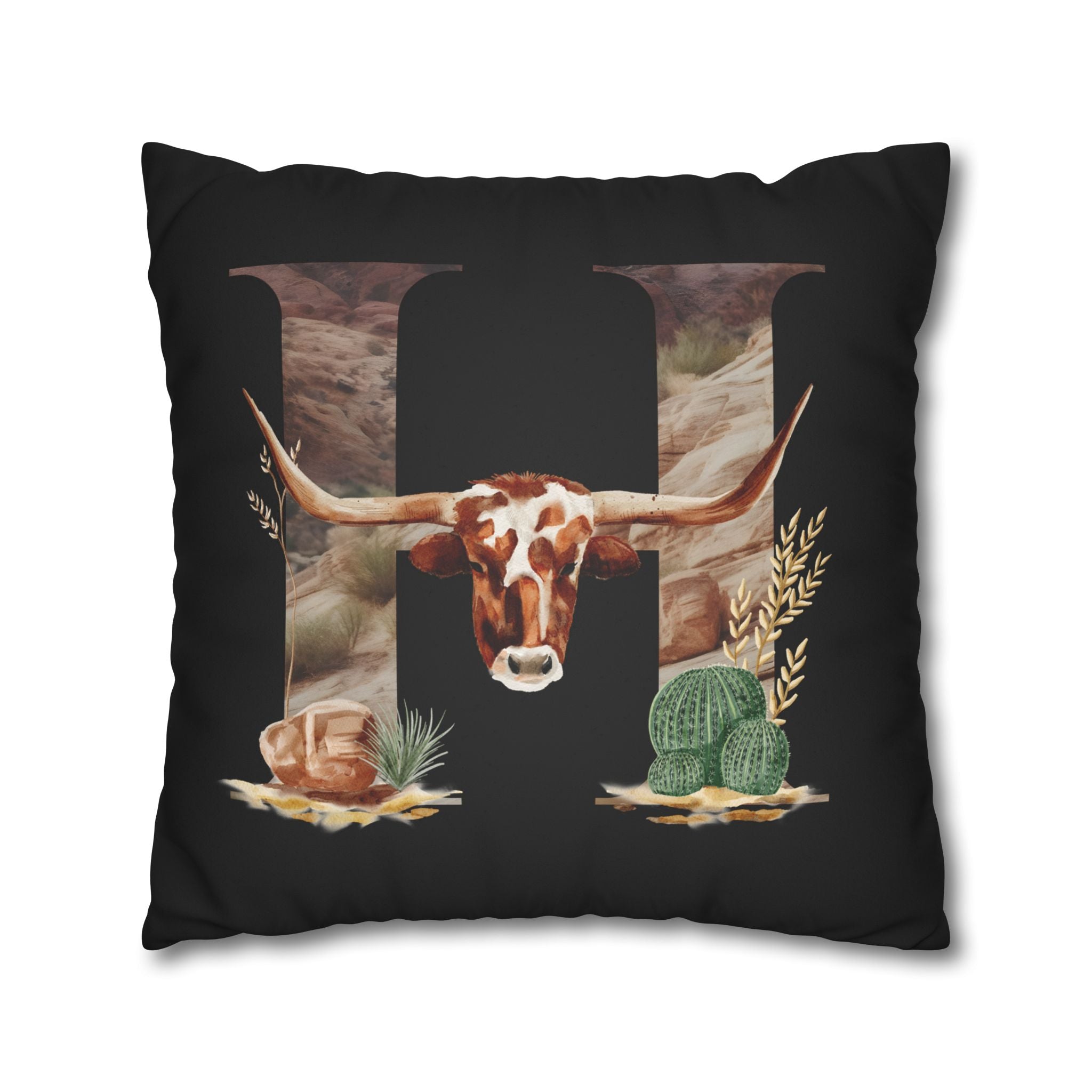 Western Initial Pillow Cover , Personalized Rustic Decor, Cowgirl Gift, Custom Throw Pillow for Home or Wedding