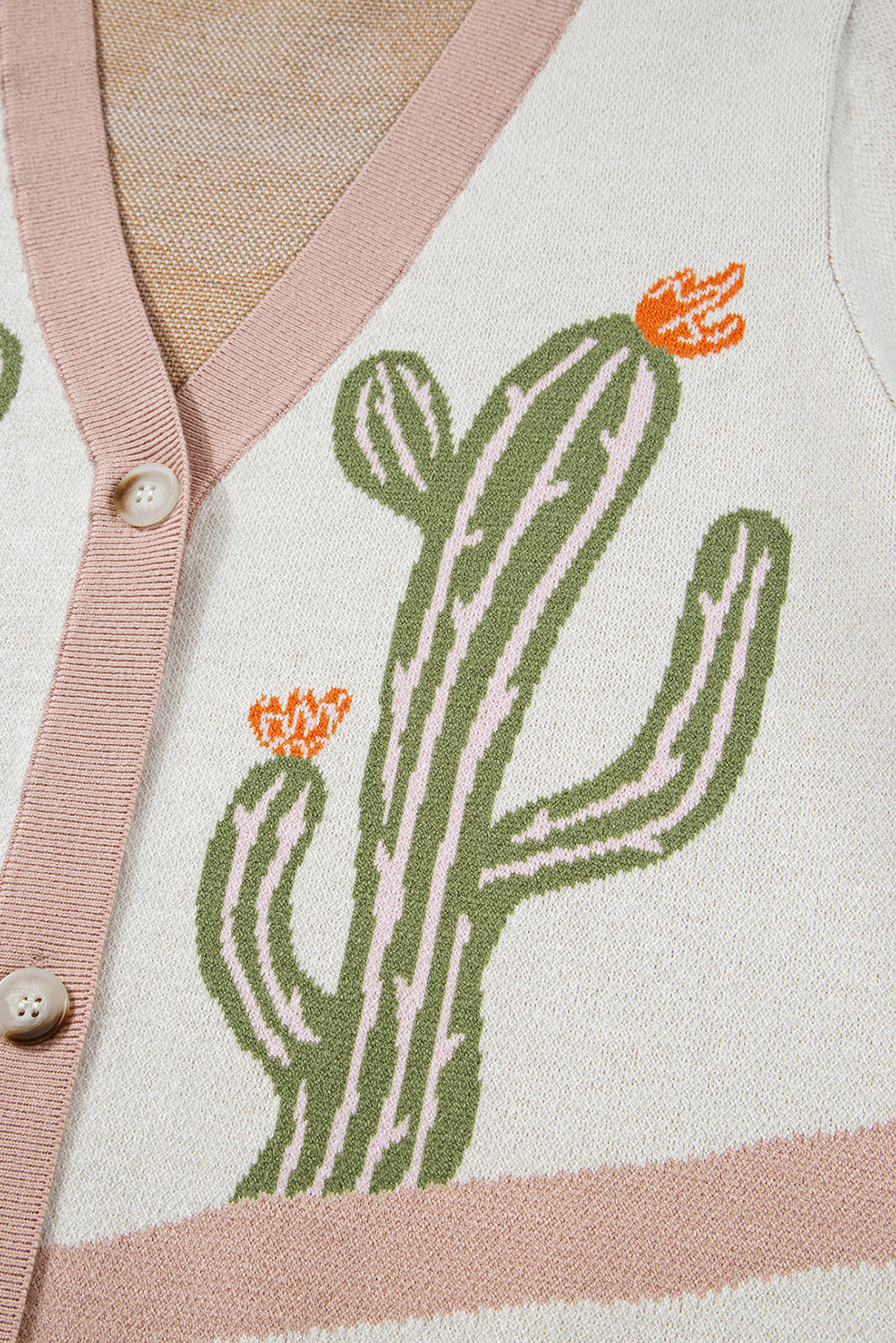 Desert Cactus Buttoned Front Sweater Cardigan