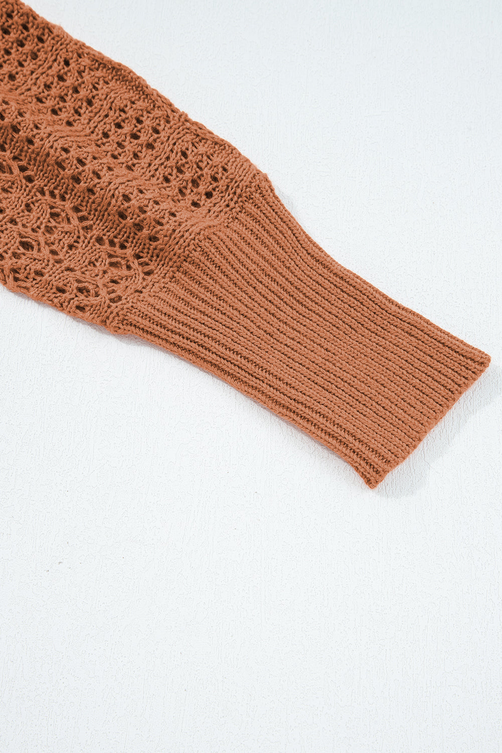 Womens Knit Cardigan – Redwood Burl Mix Pattern, Hollowed Open Front Fall Sweater