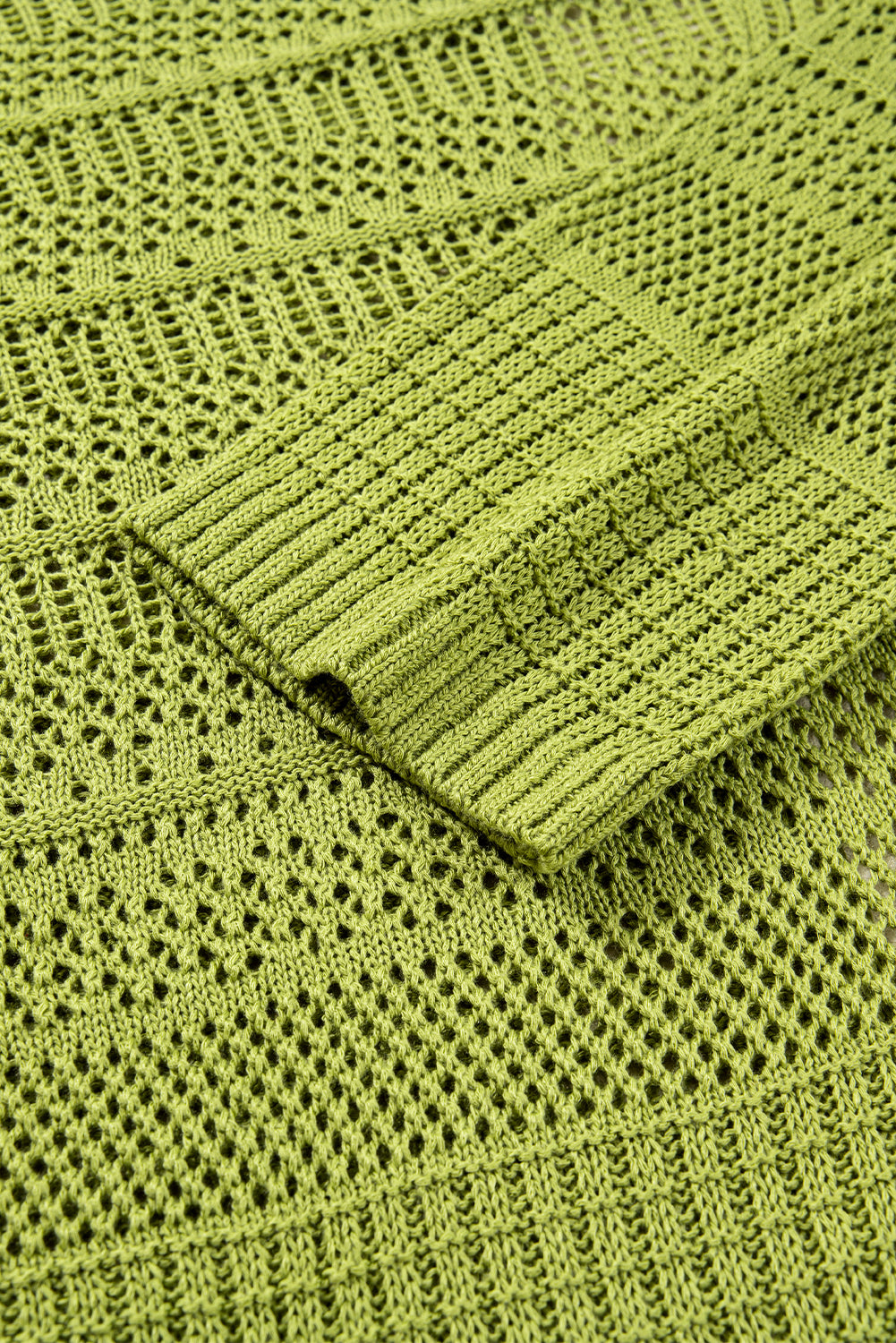 Women’s Fall Cardigan | Oversized Spinach Green Crochet Knit Open Front Sweater
