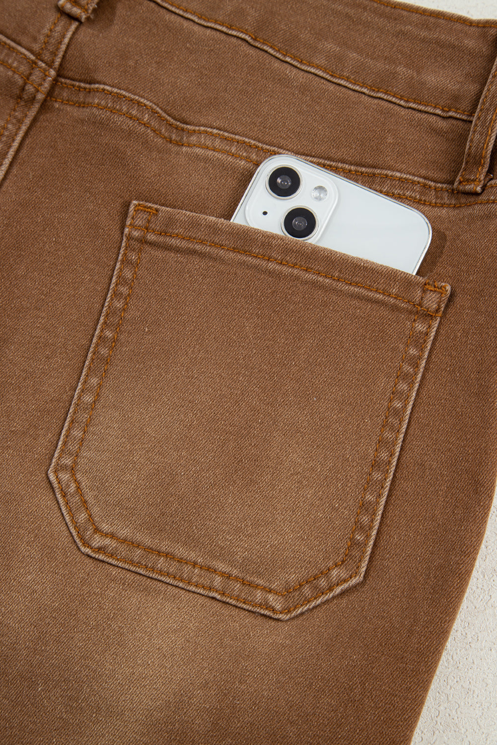 Brown Fall Cropped High Rise Wide Leg Jeans