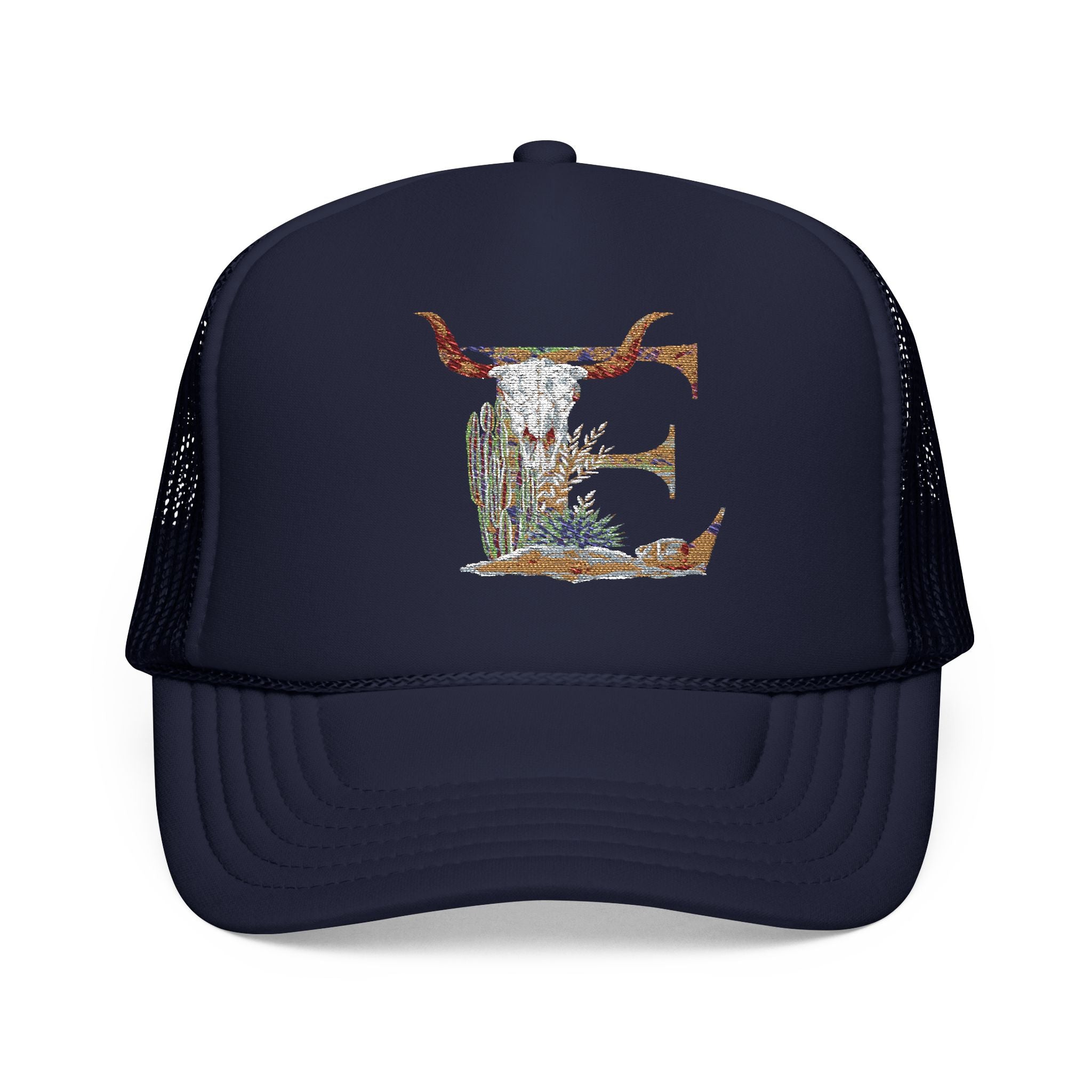 Custom Western Trucker Hat | Embroidered Foam Cap with Initial, Cowboy Cowgirl Style Gift