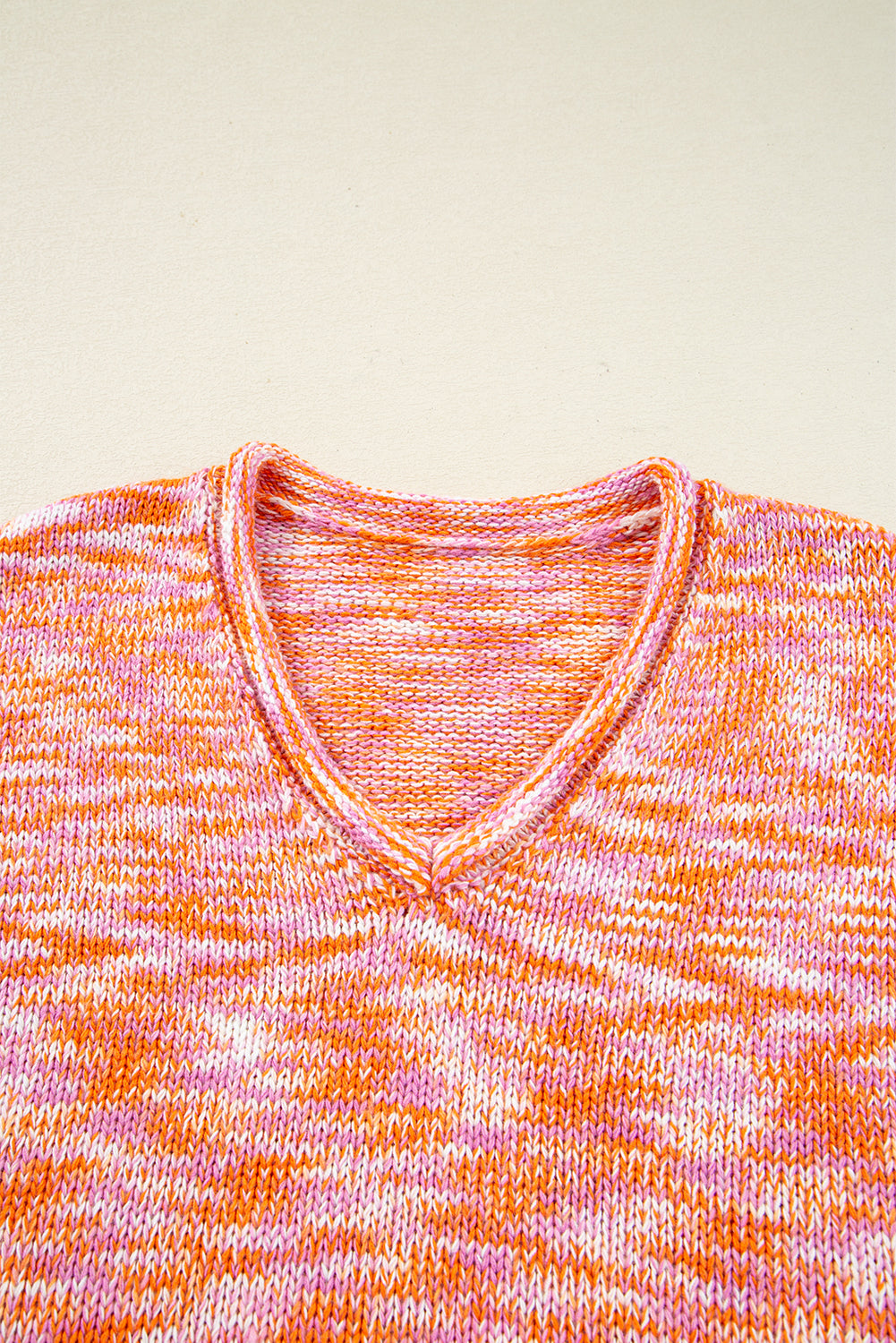Women’s Orange Oversized Sweater – Fall Abstract Print V-Neck Drop Shoulder Tunic