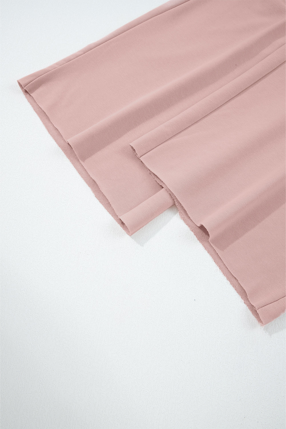 Light Pink Puff Sleeve Crop Top & Pants Set – 2 Piece Women’s Outfit, Drop Shoulder Pullover with Wide Leg Drawstring Pants
