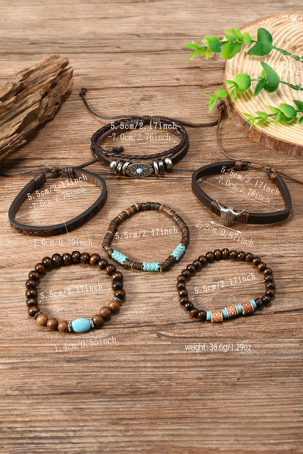 Cowgirl 6-Piece Bracelet Set | Western Bull Skull &amp; Turquoise Beaded Jewelry