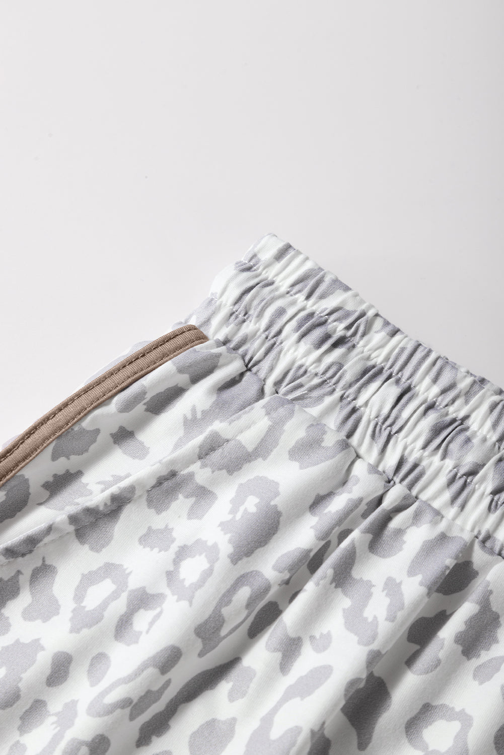 Leopard Print Lounge Shorts for Women | Lace-Up Waist & Contrast Trim