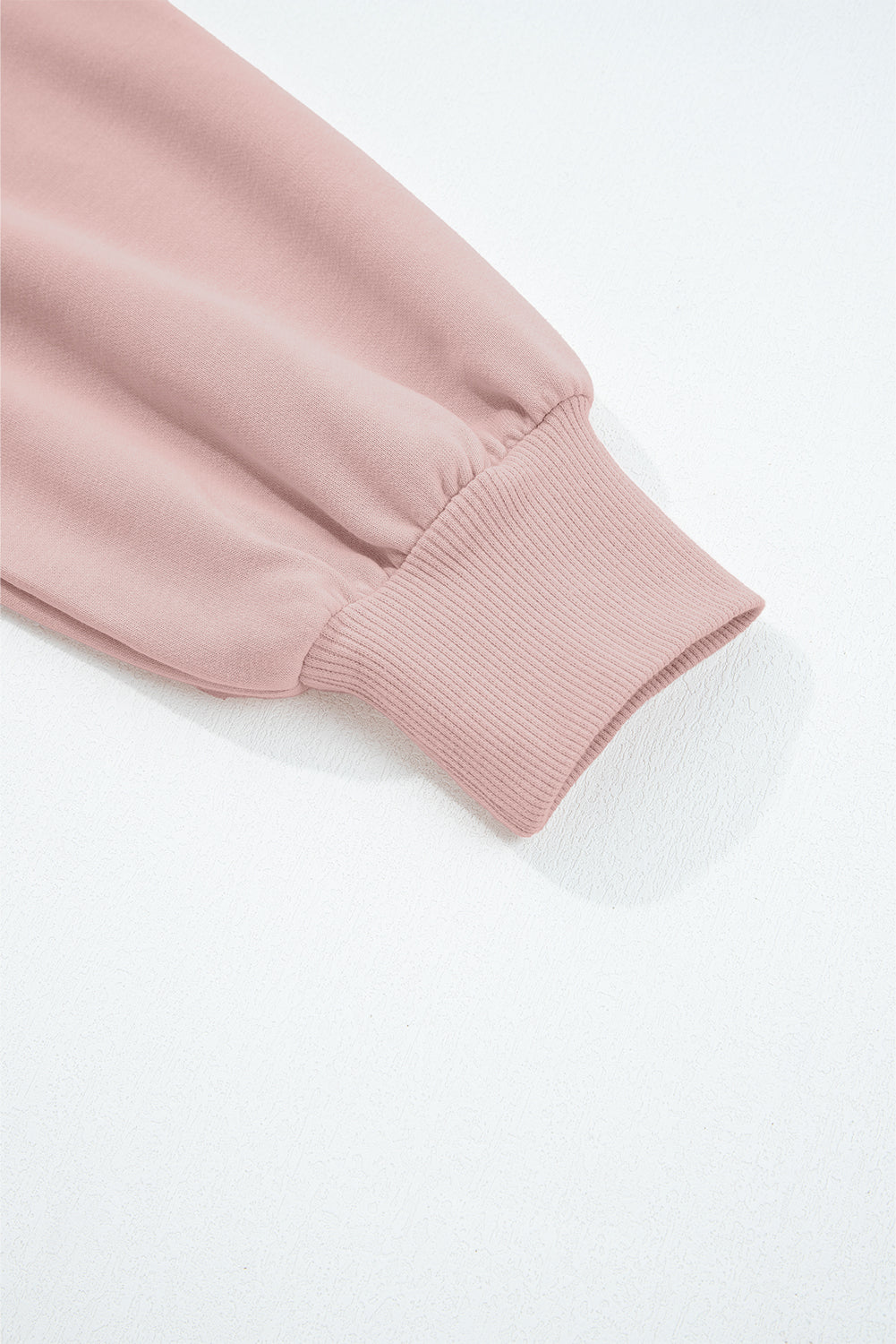 Light Pink Puff Sleeve Crop Top & Pants Set – 2 Piece Women’s Outfit, Drop Shoulder Pullover with Wide Leg Drawstring Pants