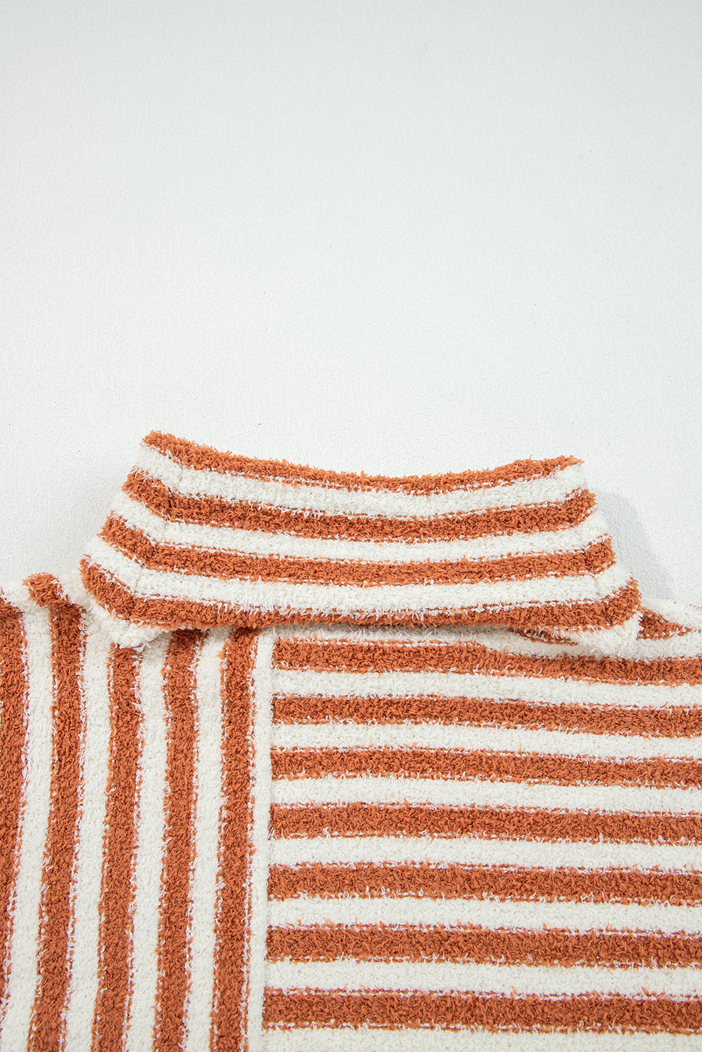 Orange Stripe Cowl Neck Sweater – Cozy Drop Shoulder Knit Pullover, Fall & Winter Women’s Striped Sweater Top