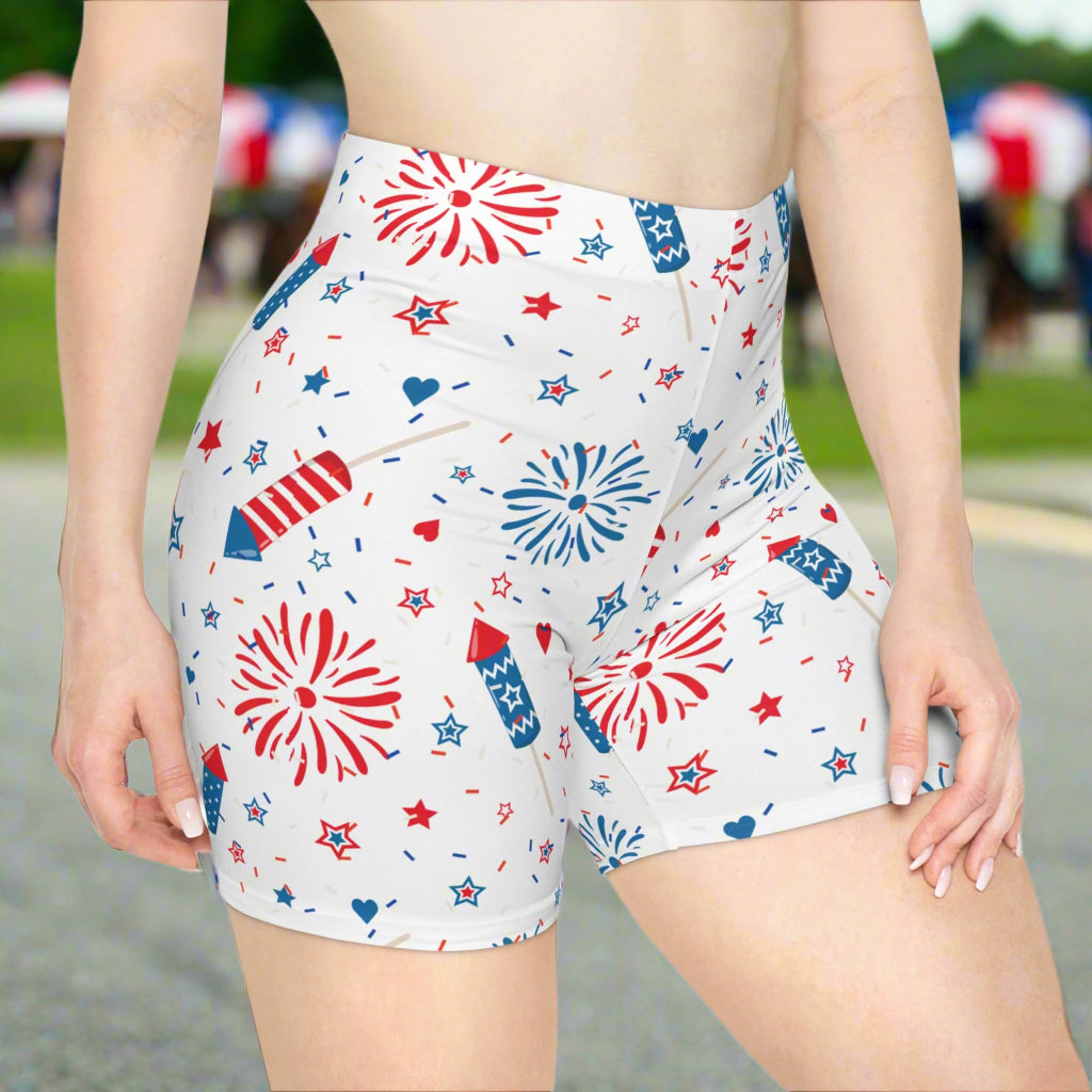 4th of july yoga shorts, americana biker shorts