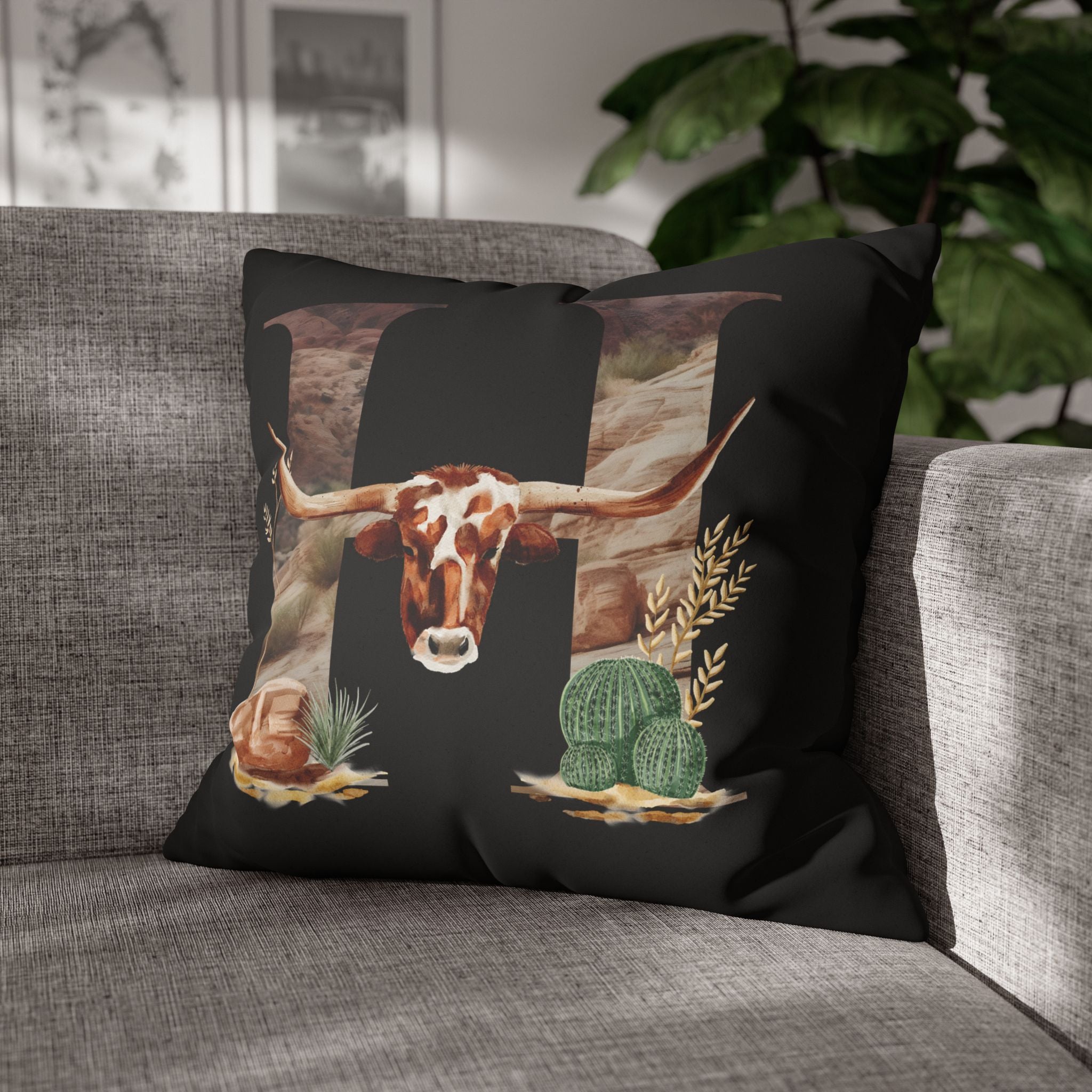 Western Initial Pillow Cover , Personalized Rustic Decor, Cowgirl Gift, Custom Throw Pillow for Home or Wedding