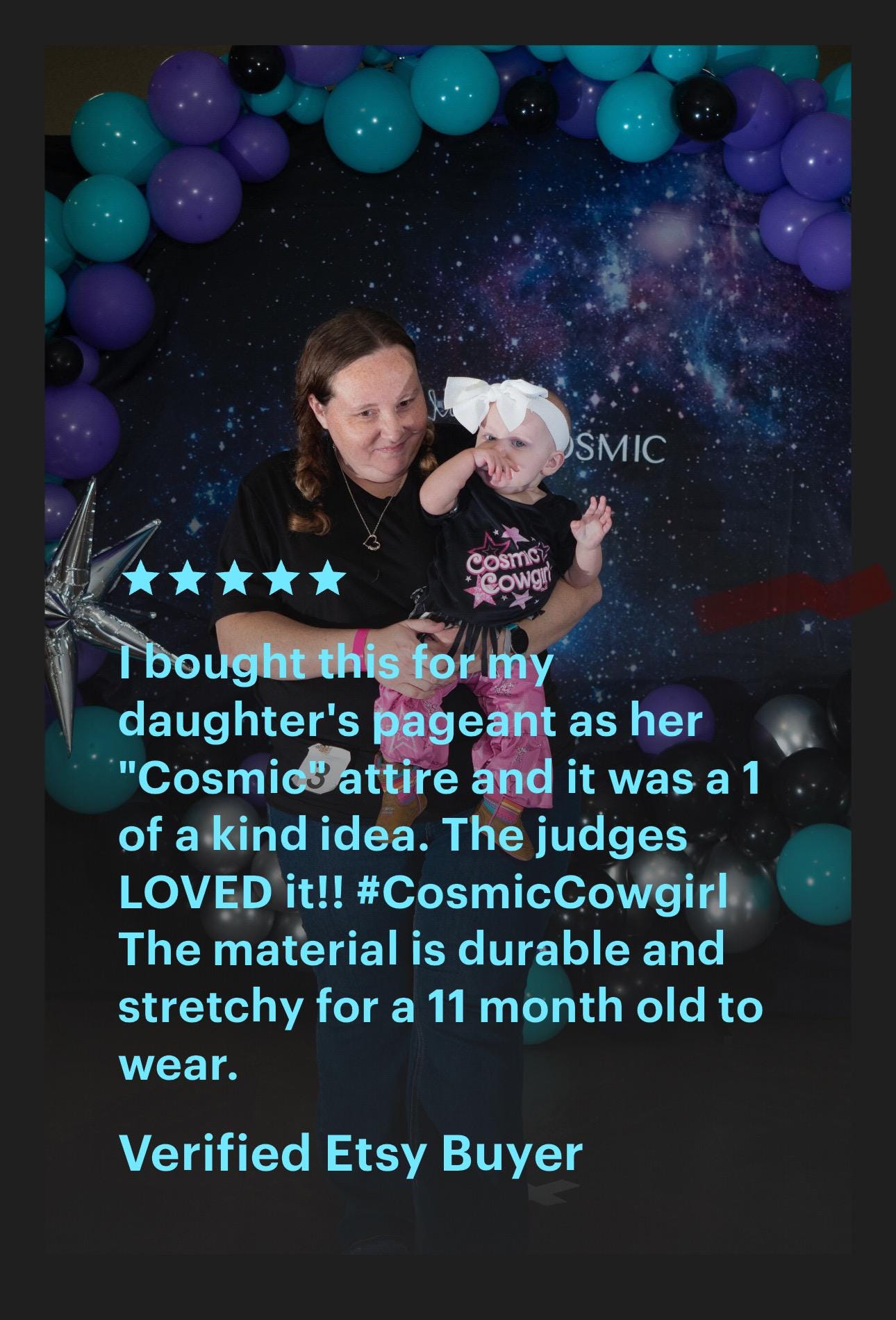 5 star review for cosmic cowgirl outfit Cosmic Cowgirl Bell Bottom Outfit, Pink Star Bell Bottoms -Razels