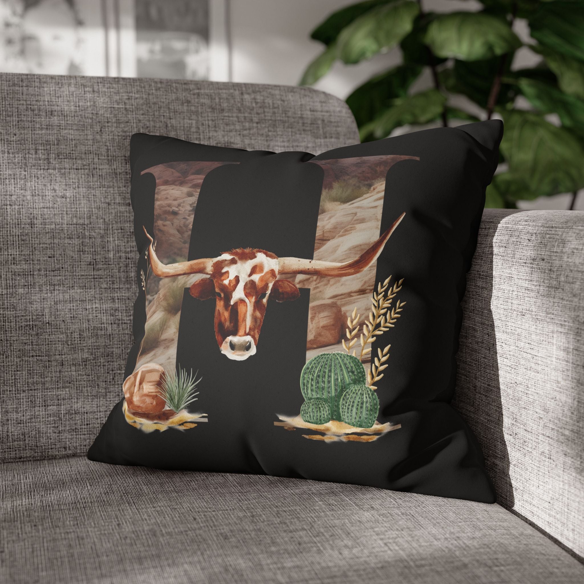 Western Initial Pillow Cover , Personalized Rustic Decor, Cowgirl Gift, Custom Throw Pillow for Home or Wedding