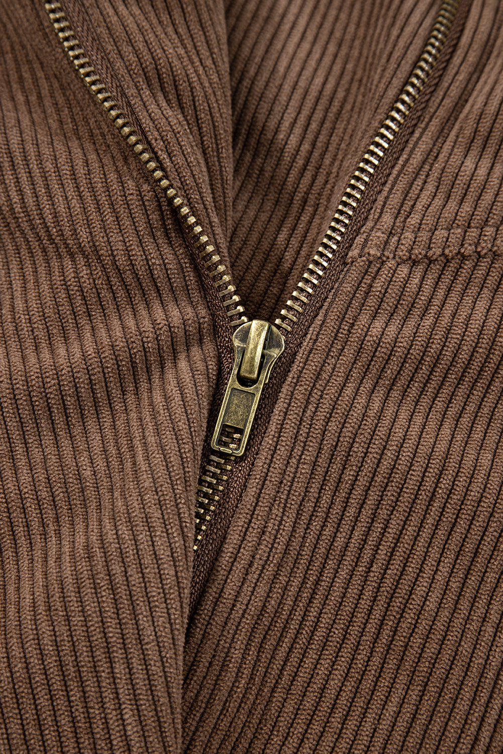 Women’s Western Corduroy Jacket – Brown Cowgirl Coat with Lapel Collar, Button &amp; Zip Front